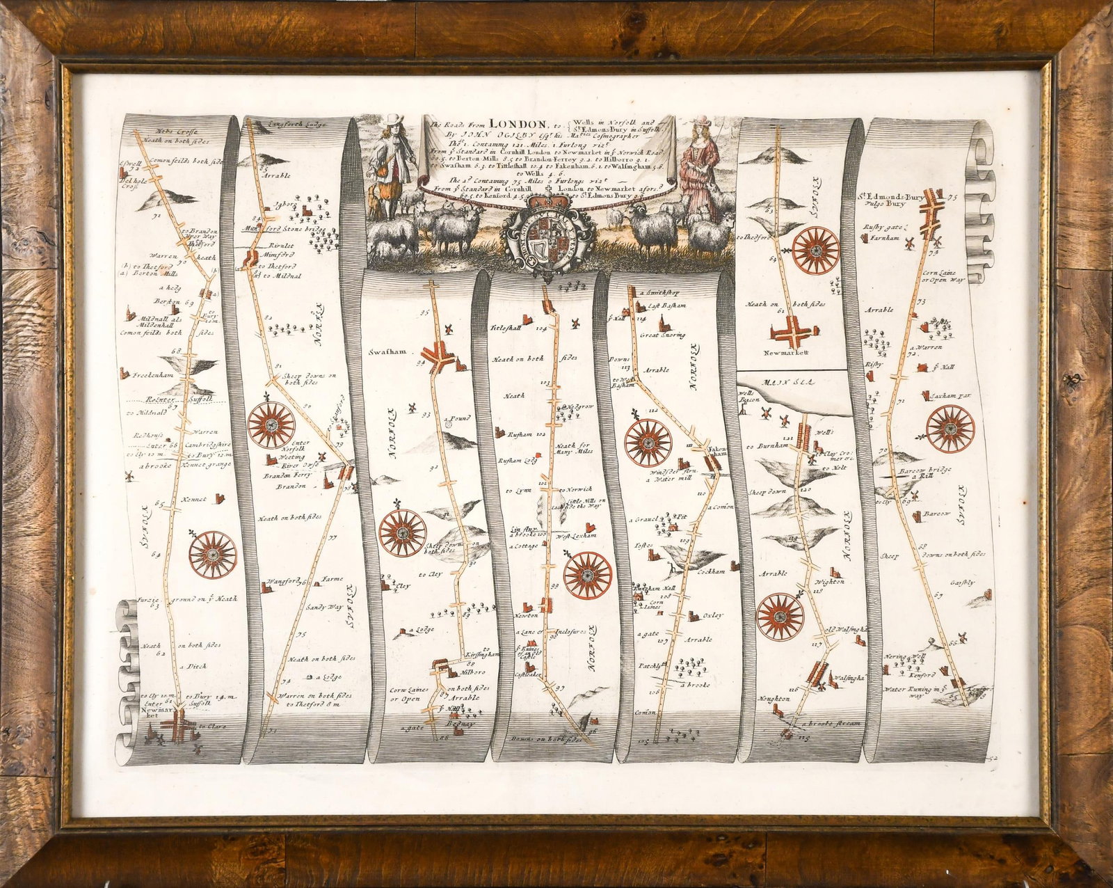 JOHN OGILBY MAP, ROADS FROM LONDON TO WELLS. (1 of 8)
