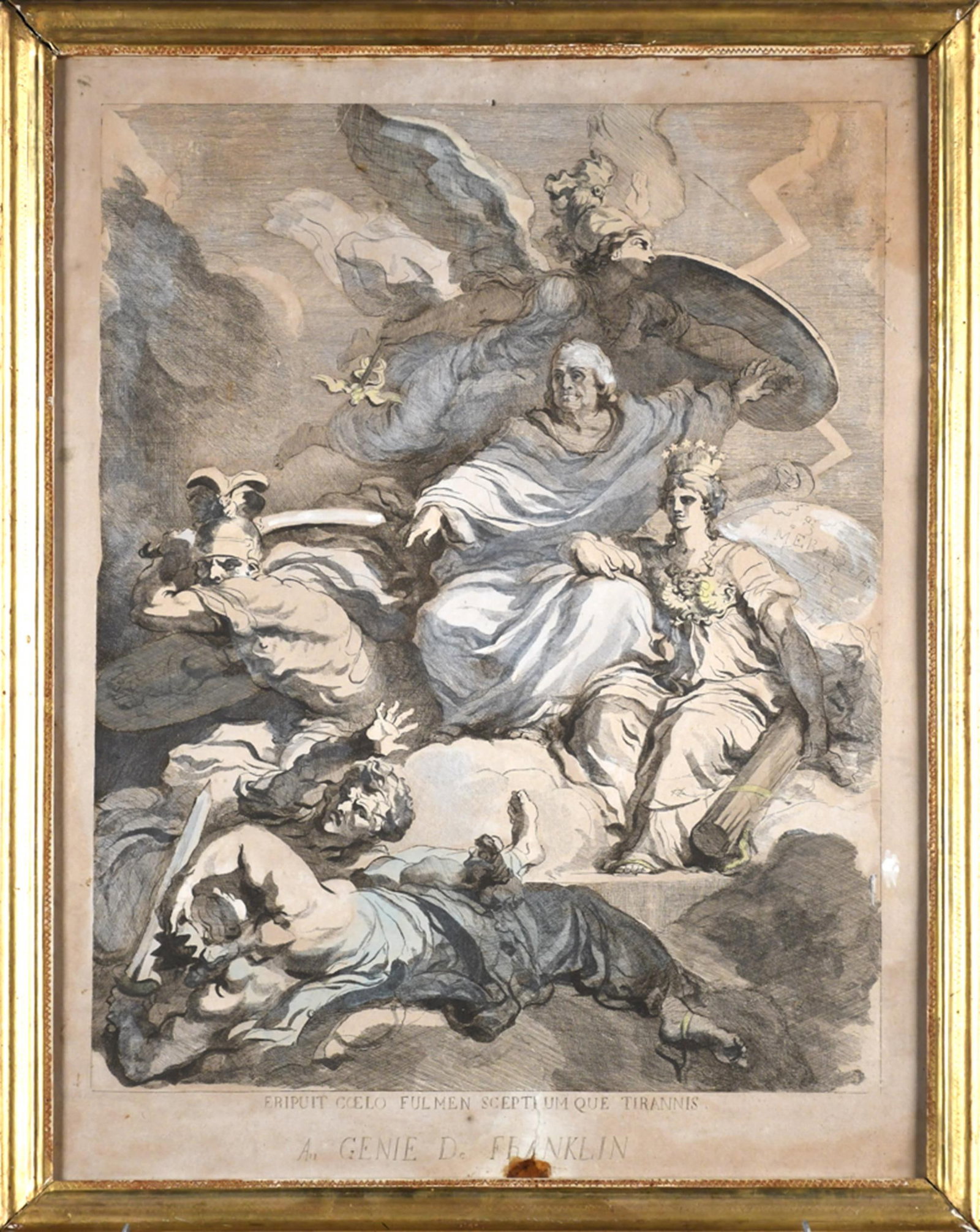MARGUERITE GÉRARD ENGRAVING, AU GÉNIE DE FRANKLIN. (1 of 9)