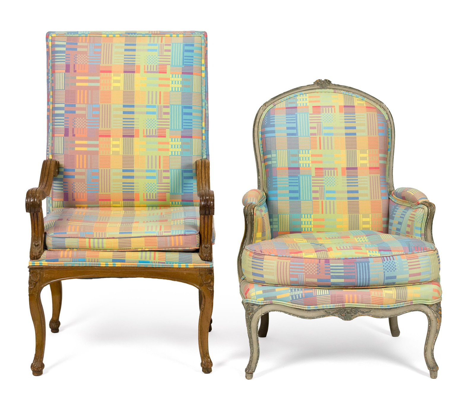 TWO 18TH C. FRENCH ARMCHAIRS. (1 of 2)