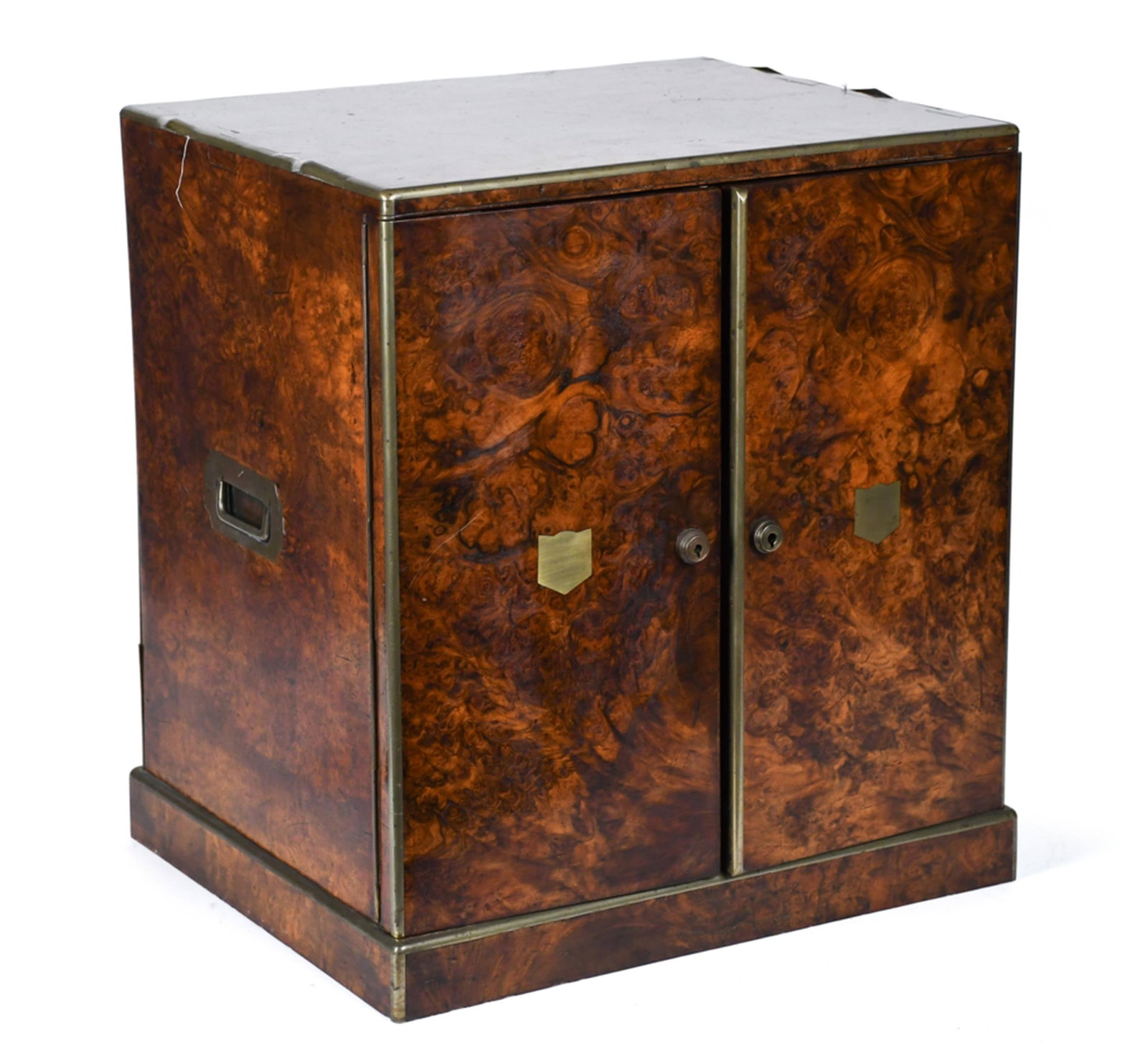 19TH C. ENGLISH BURL WALNUT VALUABLES BOX. (1 of 11)