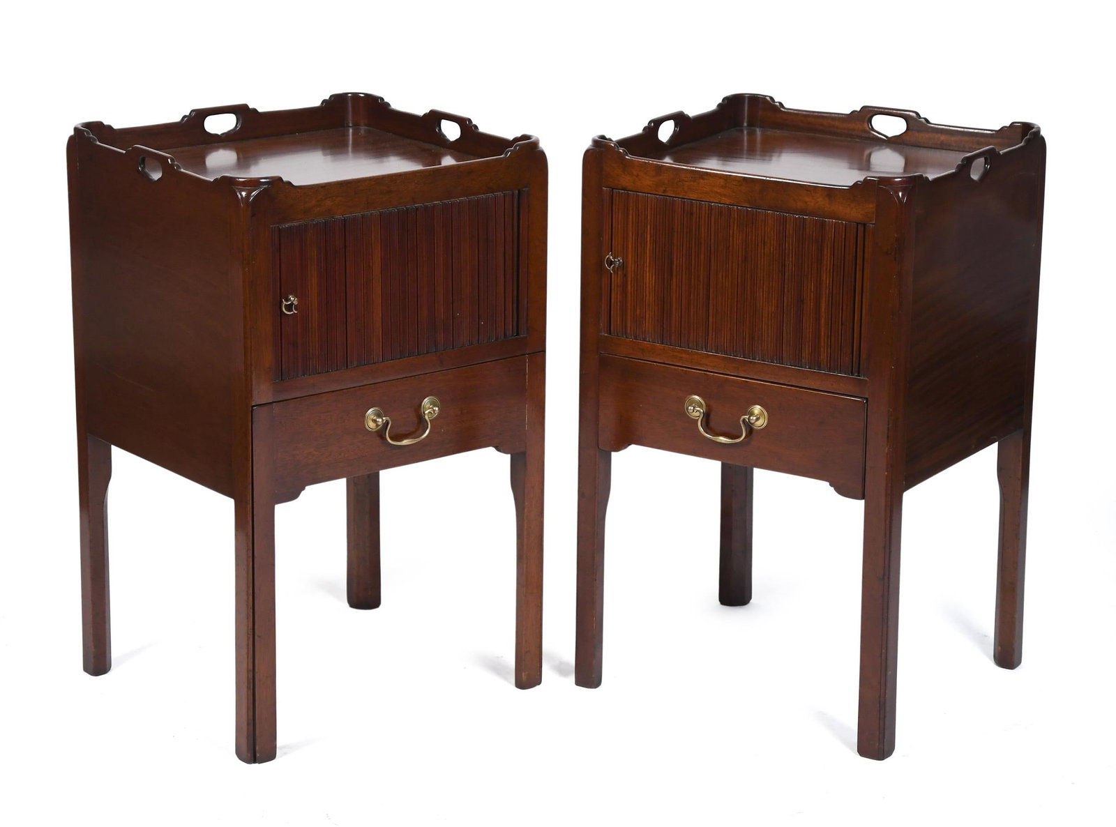 PR. 20TH C. ENGLISH GEORGIAN STYLE COMMODES. (1 of 10)
