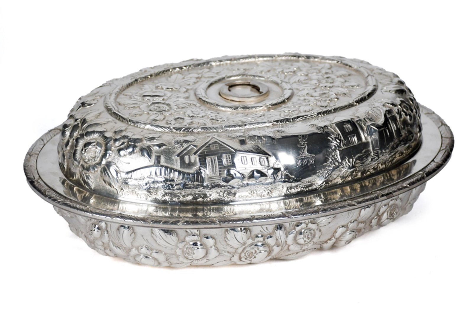 ANTIQUE KIRK STERLING COVERED VEGETABLE DISH. (1 of 14)
