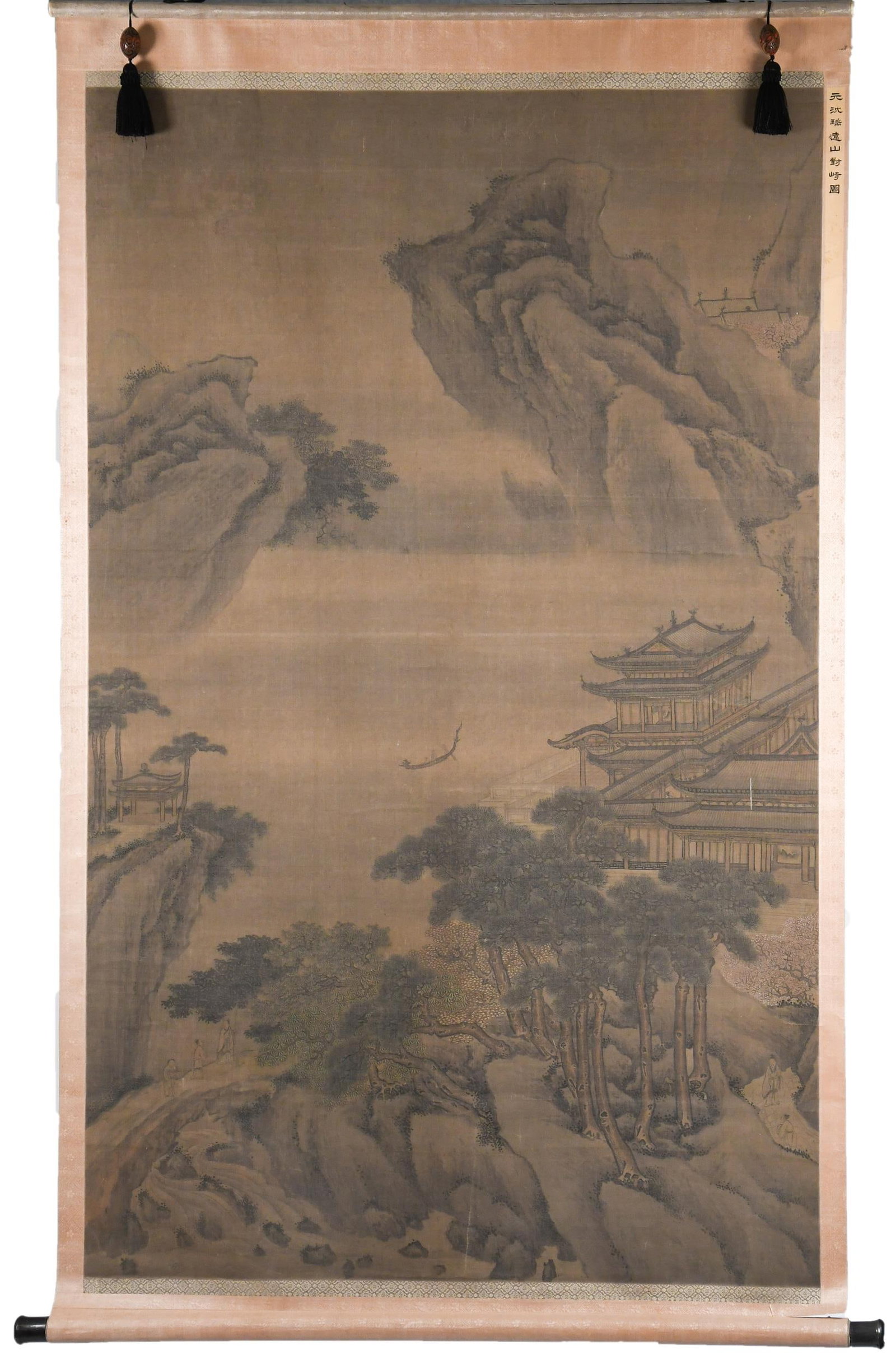 ANTIQUE CHINESE WATERCOLOR SCROLL PAINTING, LANDSCAPE (1 of 12)
