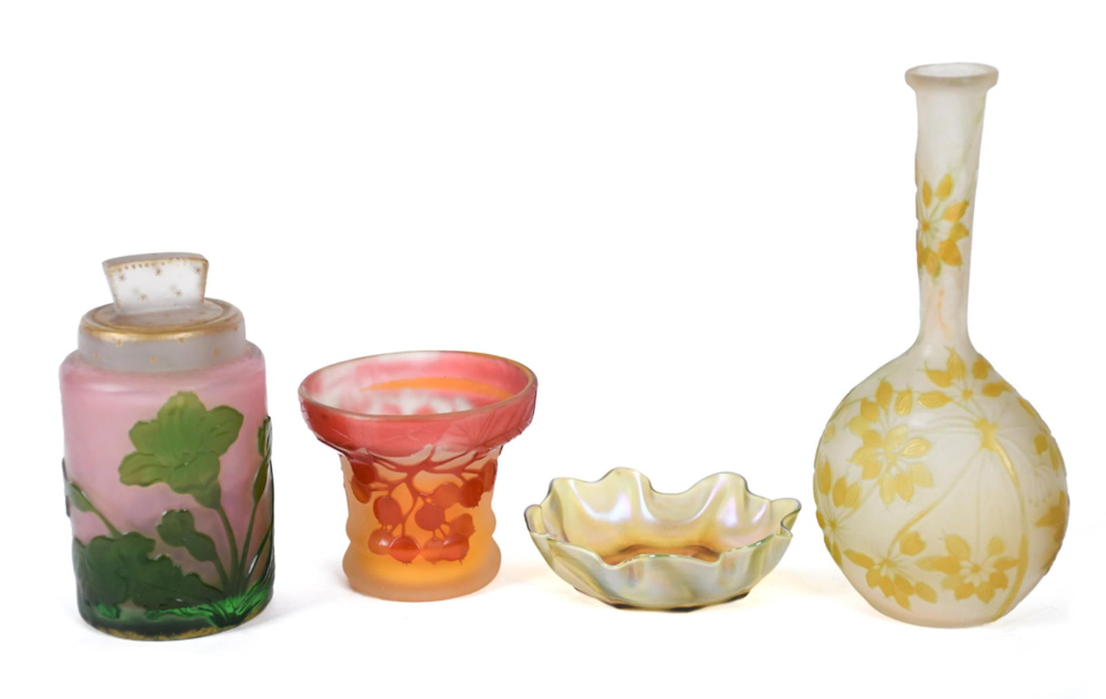 GALLE, DAUM NANCY AND TIFFANY GLASS, 4 PCS. (1 of 13)