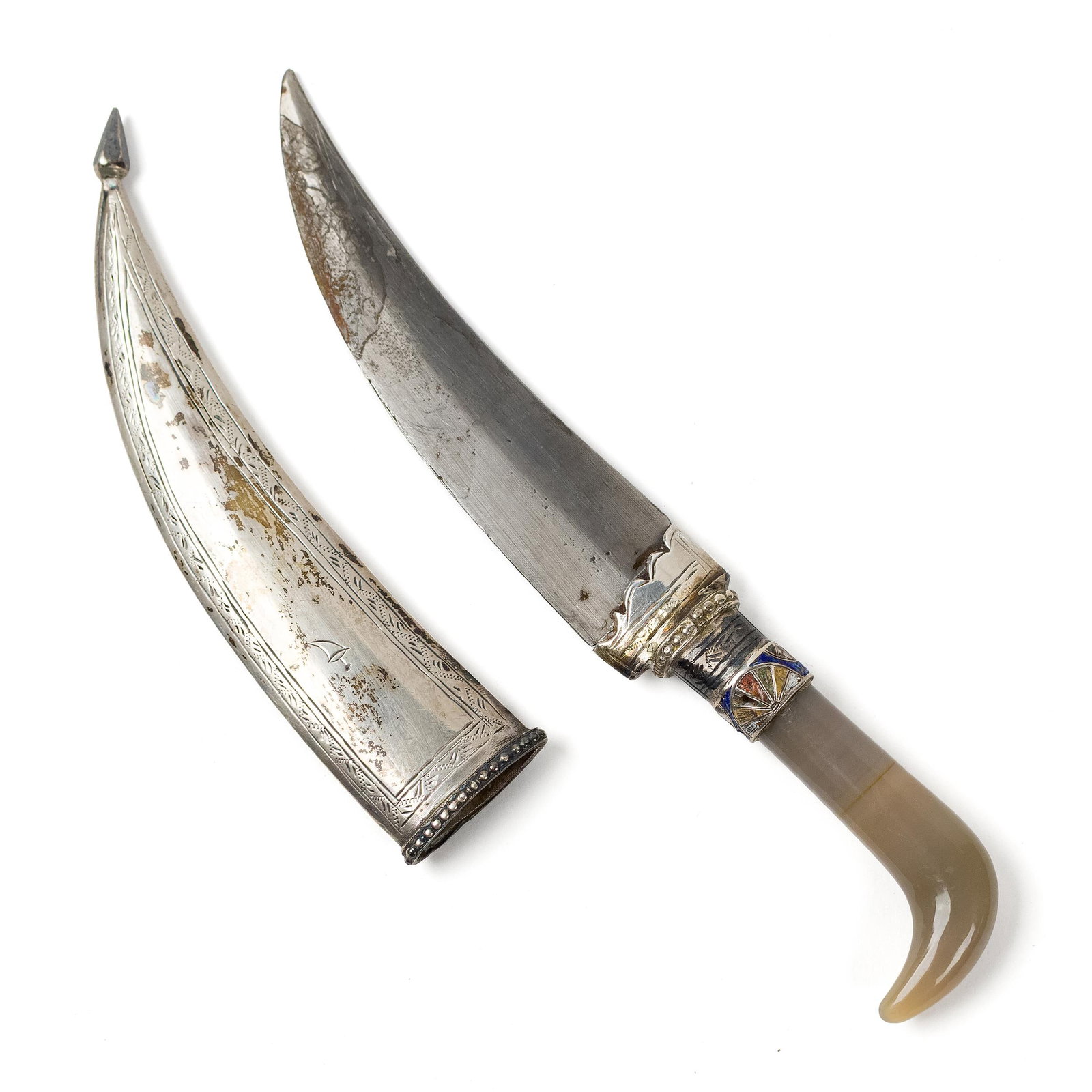 MUGHAL DAGGER WITH STONE HANDLE. (1 of 8)