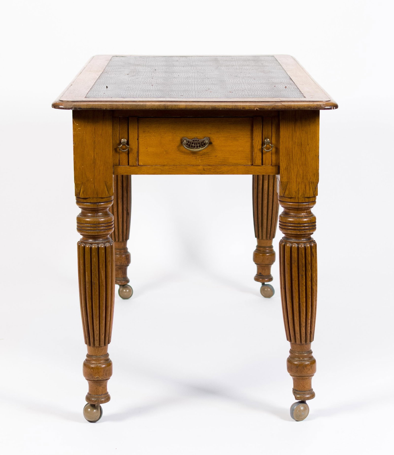 CA. 1820 REGENCY OAK LIBRARY TABLE. - 9