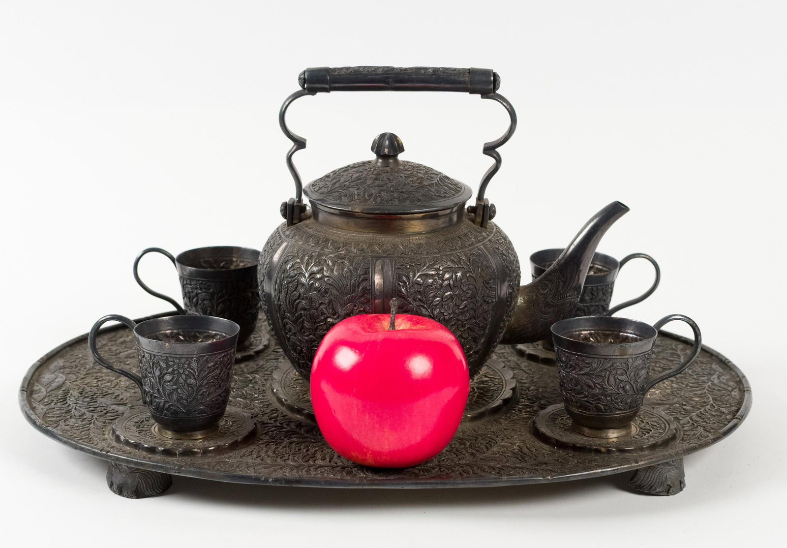 ASIAN 999 EXPORT SILVER TEA SET, 6PCS. - 12