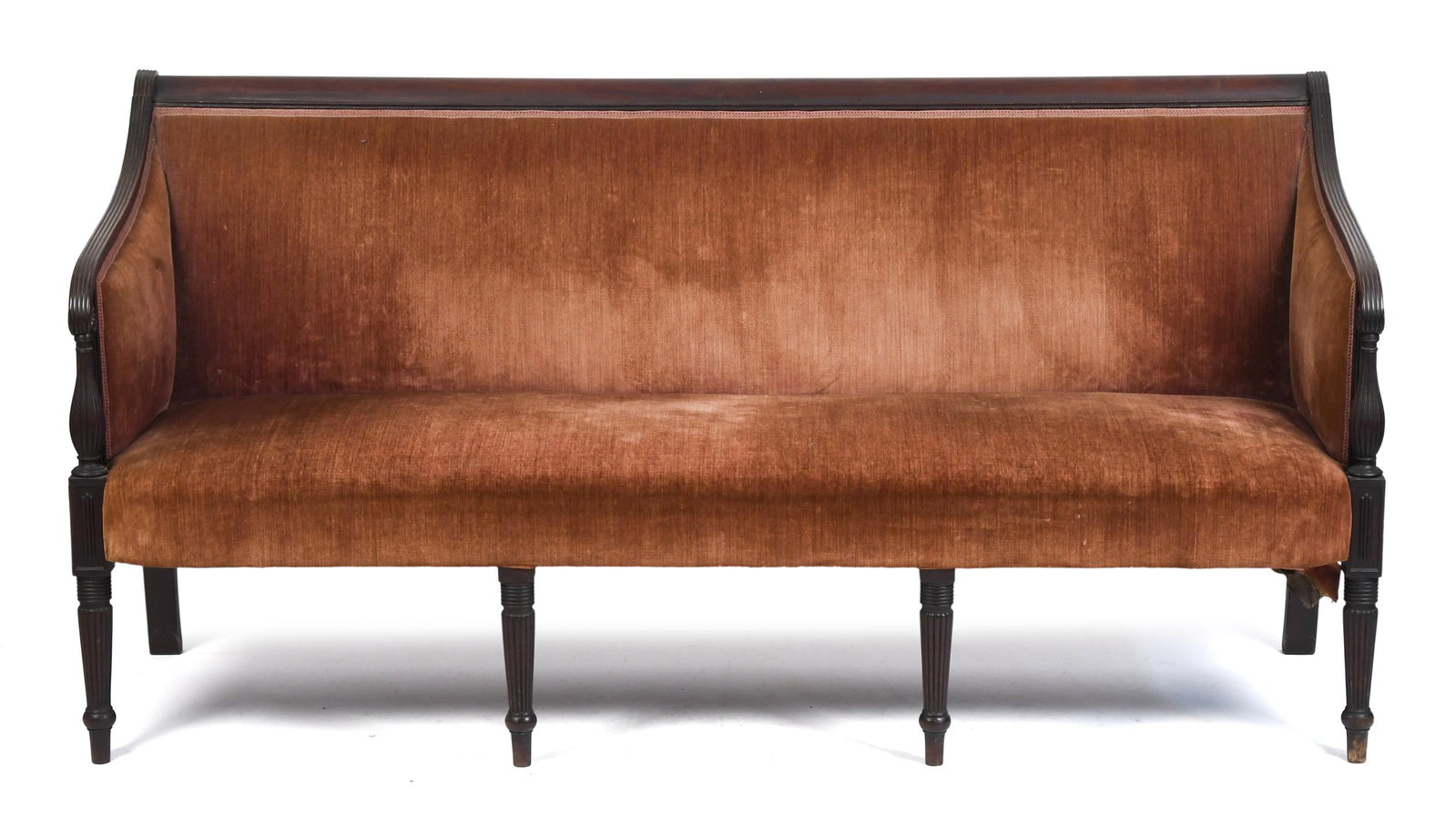 19TH C. FEDERAL MAHOGANY SIX-LEGGED SOFA. (1 of 7)