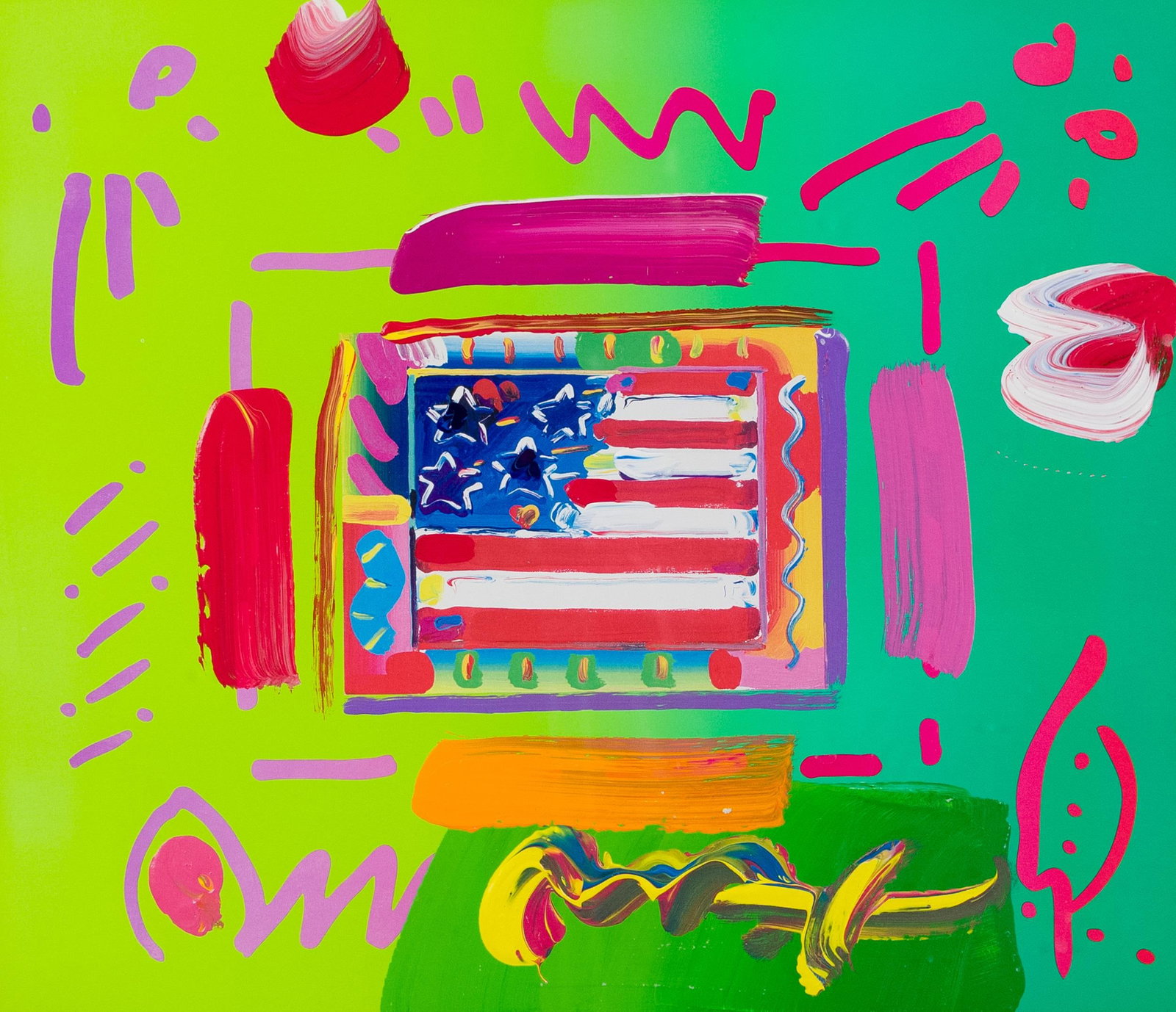 PETER MAX ACRYLIC, FLAG. - 2