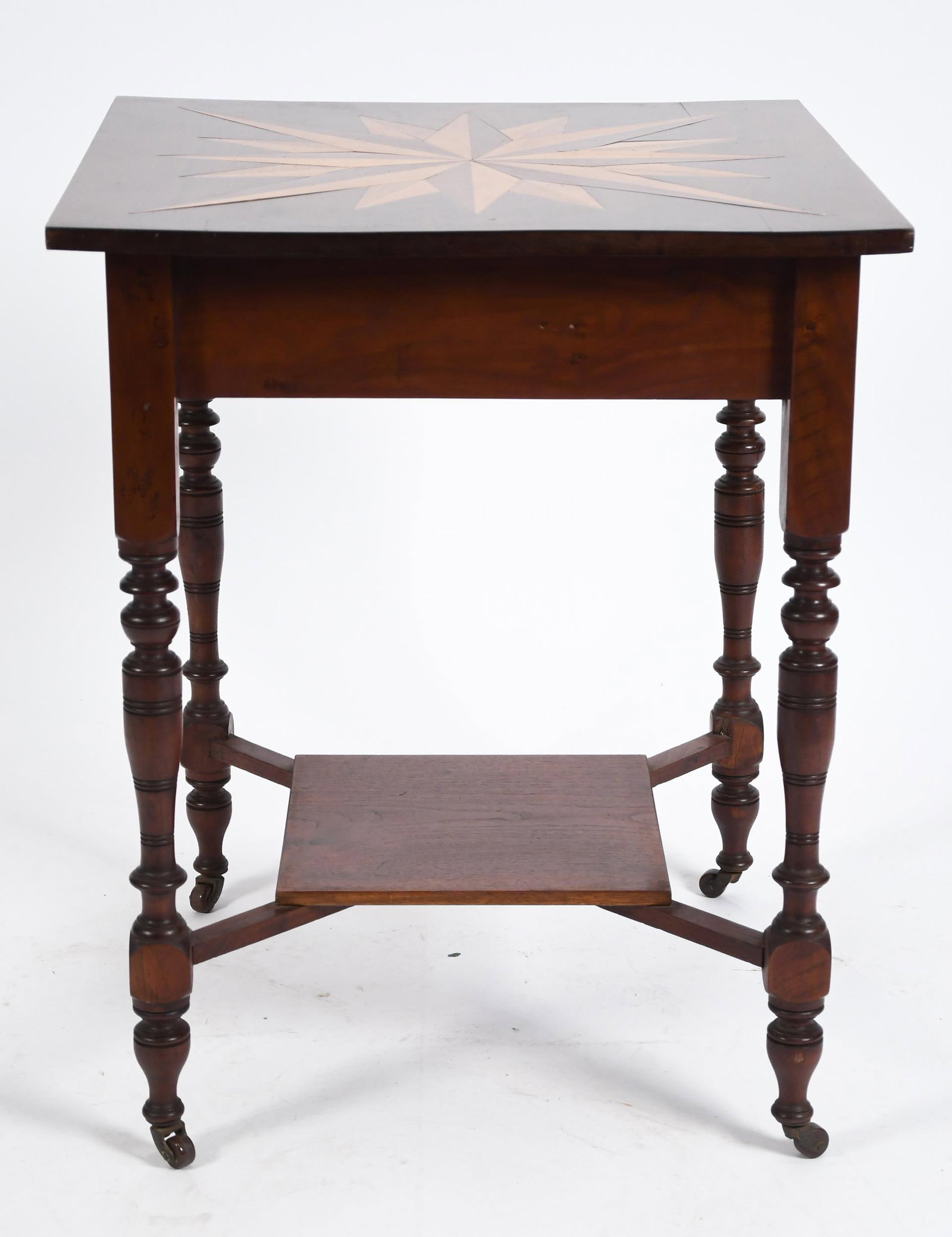 19TH C. INLAID WALNUT LAMP TABLE. - 15