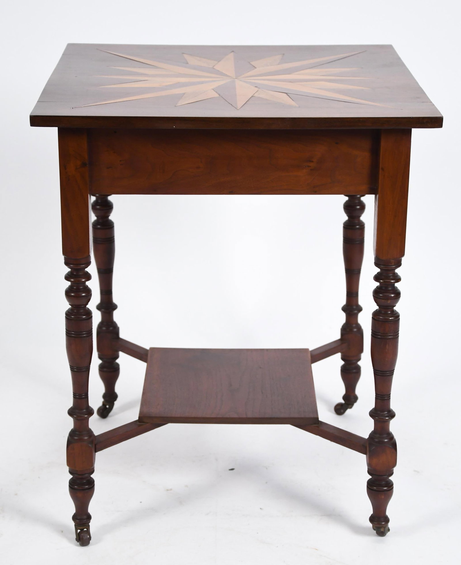 19TH C. INLAID WALNUT LAMP TABLE. - 16