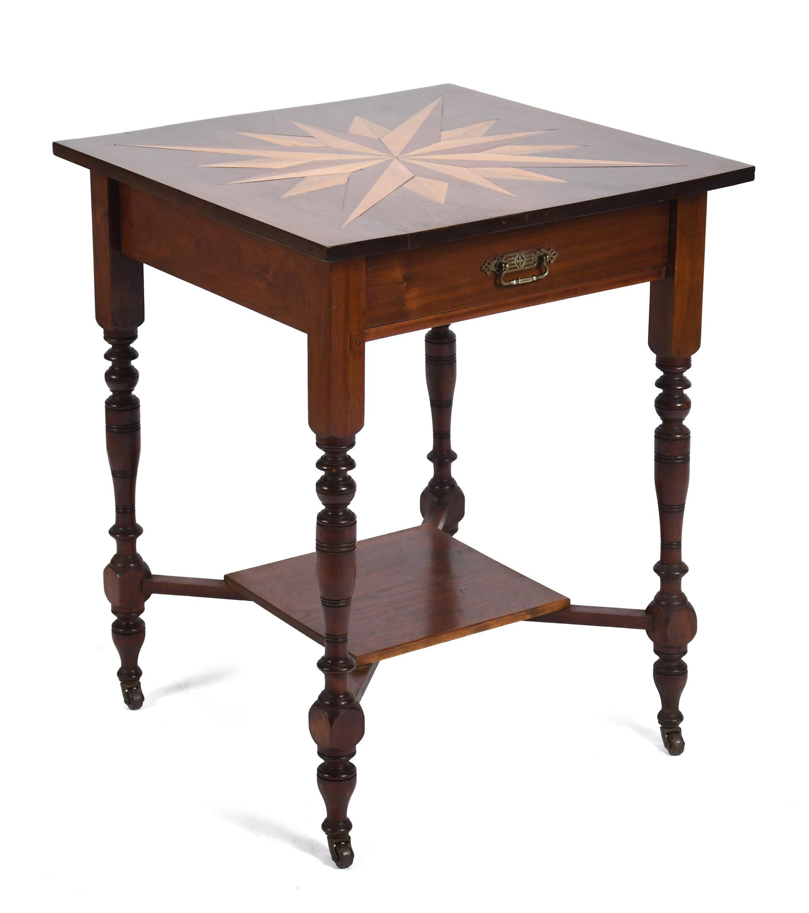 19TH C. INLAID WALNUT LAMP TABLE. (1 of 16)