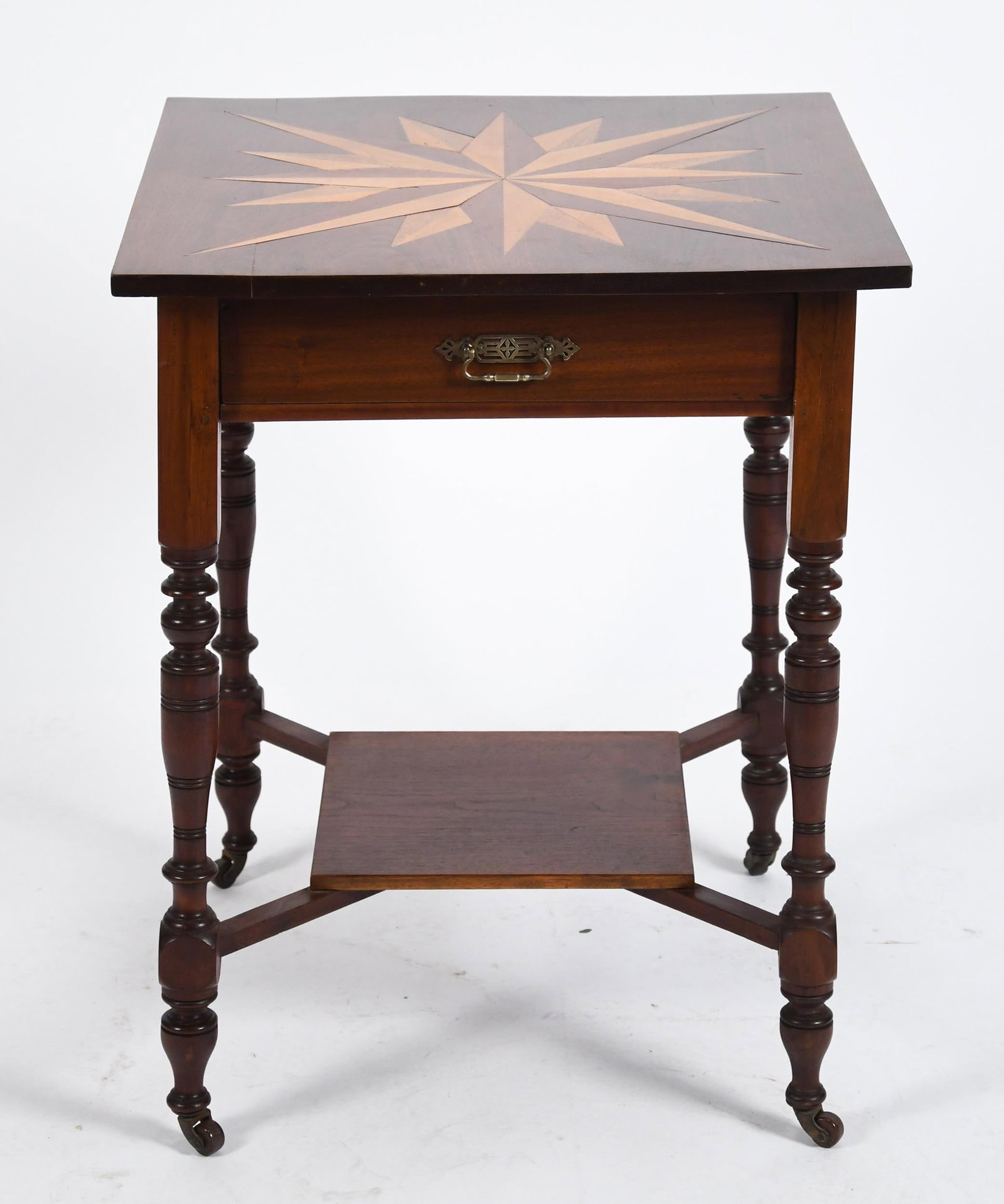 19TH C. INLAID WALNUT LAMP TABLE. - 6