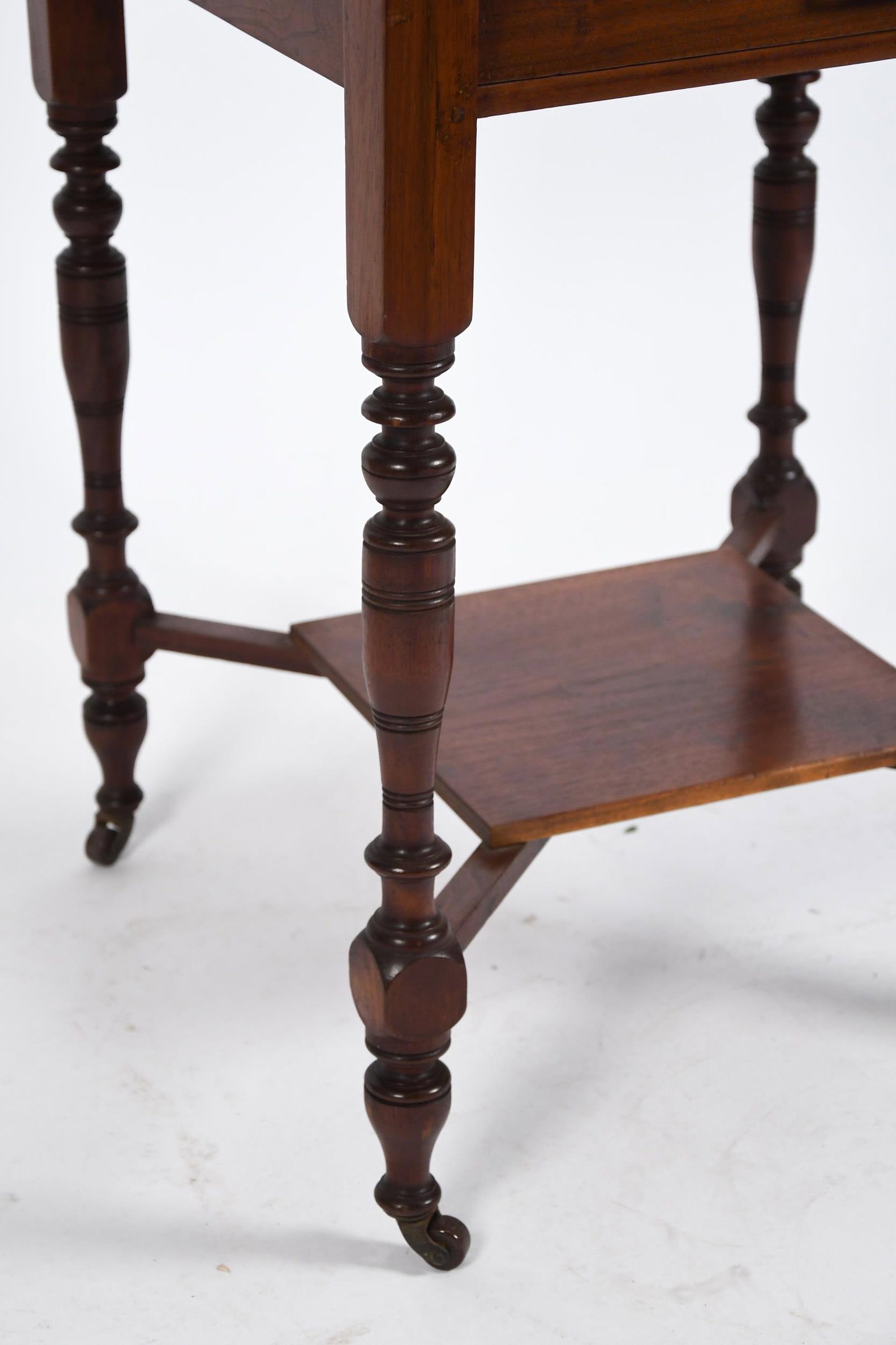 19TH C. INLAID WALNUT LAMP TABLE. - 7