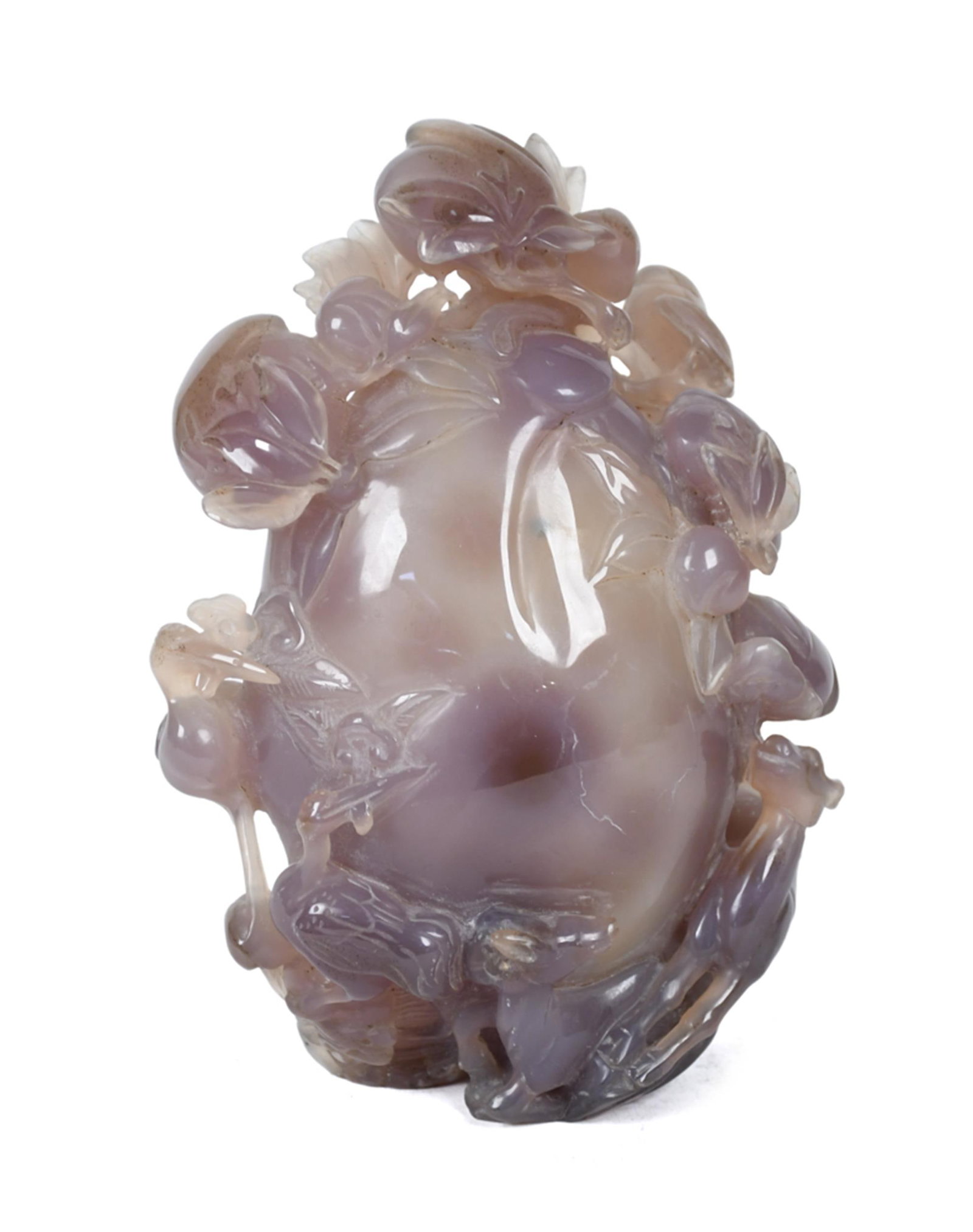 ANTIQUE CHINESE CARVED AGATE FIGURAL GROUP. (1 of 1)