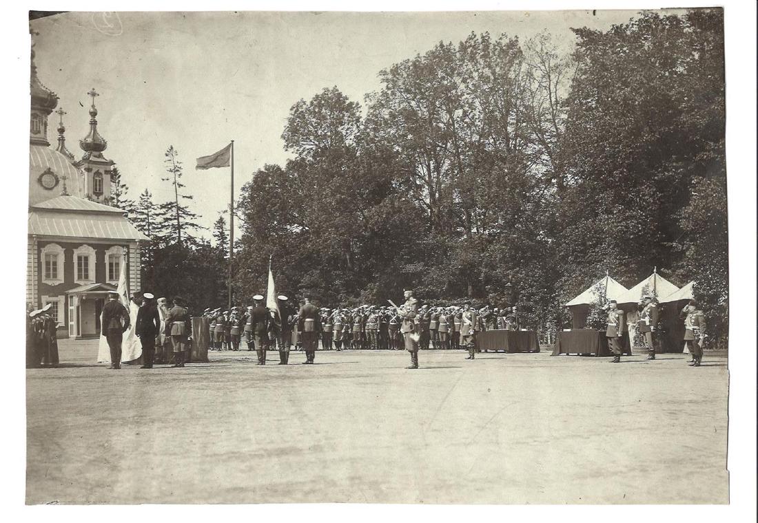 Karl Bulla. Nicholas II and Grand Duke Konstantin: Karl Bulla. Nicholas II and Grand Duke Konstantin Konstantinovich after the sanctification of new military standard of the Cadet Corps. Petergof. 1906. 16x22 cm. Gelatin Silver Print. 16x22 cm.