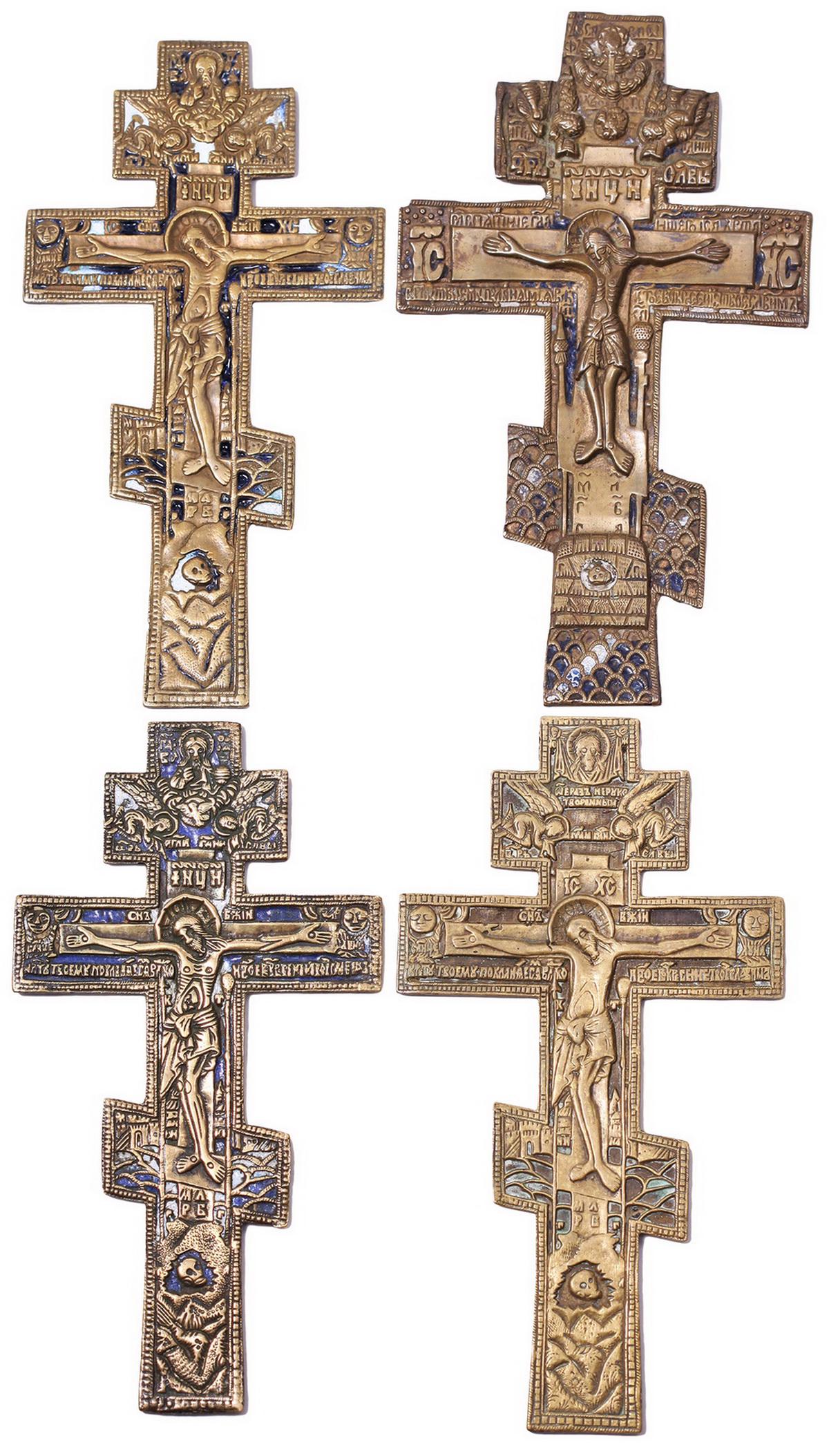 Four brass crucifix. - Russia, 19th century. Size: from (1 of 2)