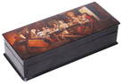 Russian papier mache lacquered box painted with a