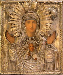 Russian icon Â«The mother of God of the SignÂ» in the