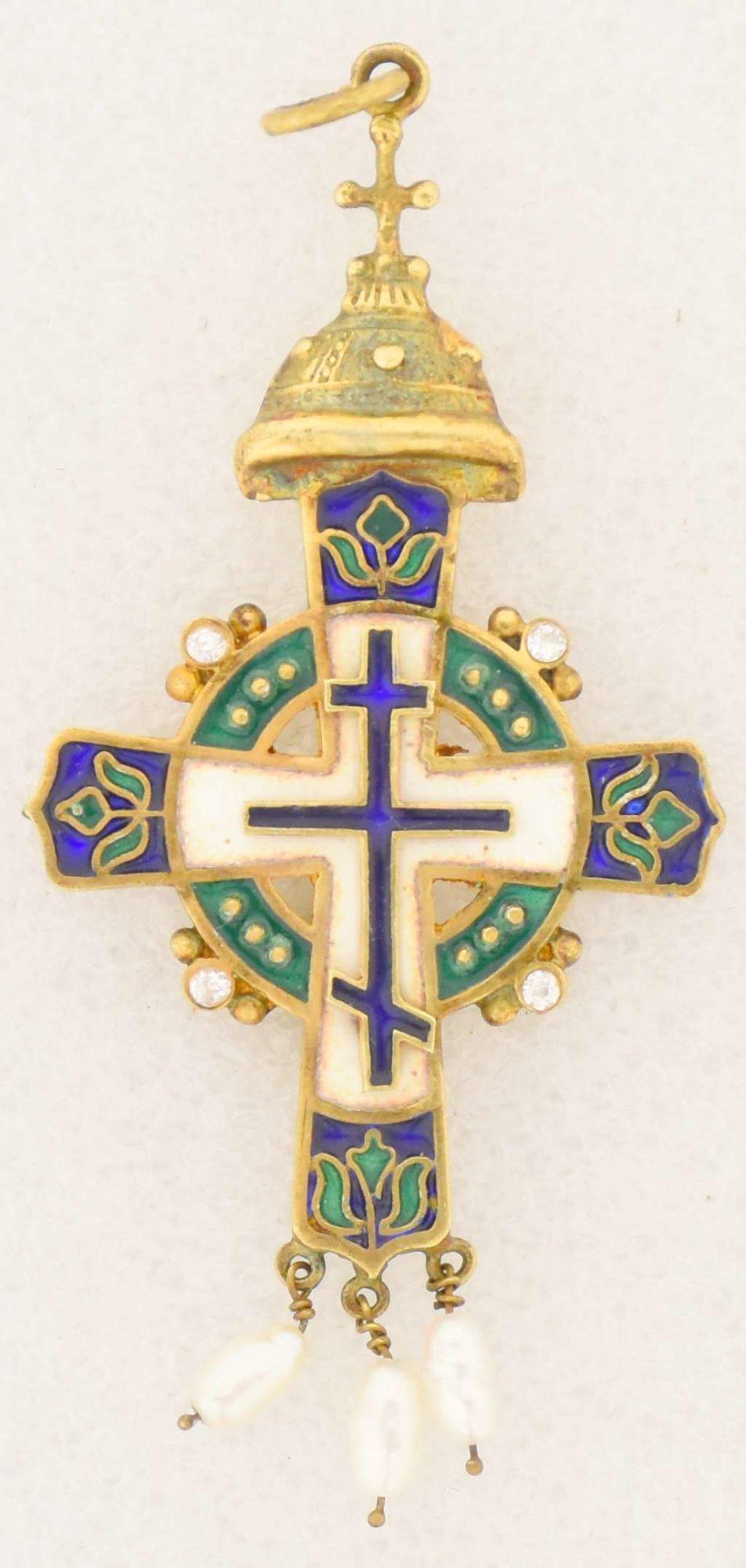 Russian silver cross with enamels. - Russia, 20th cent. - 7x3 cm. (1 of 3)