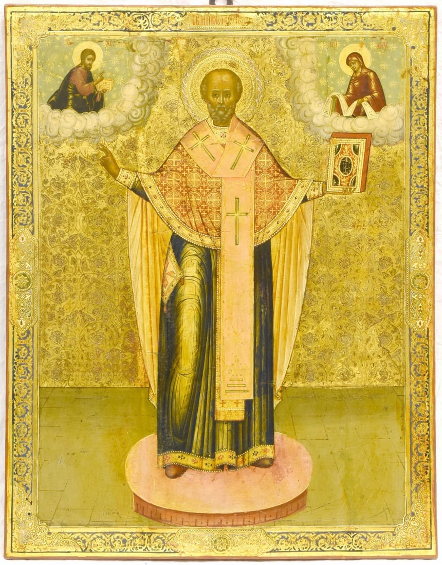 [Large]. Russian icon "Saint Nicholas ". - Russia, 19th cent. - 70x53,5 cm. (1 of 1)