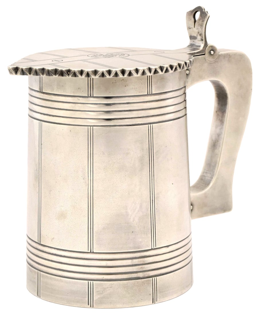 Russian silver tankard with strapwork. - Russia, St. Petersburg, 1870. - 15x9x15 cm; 467 g. (1 of 6)