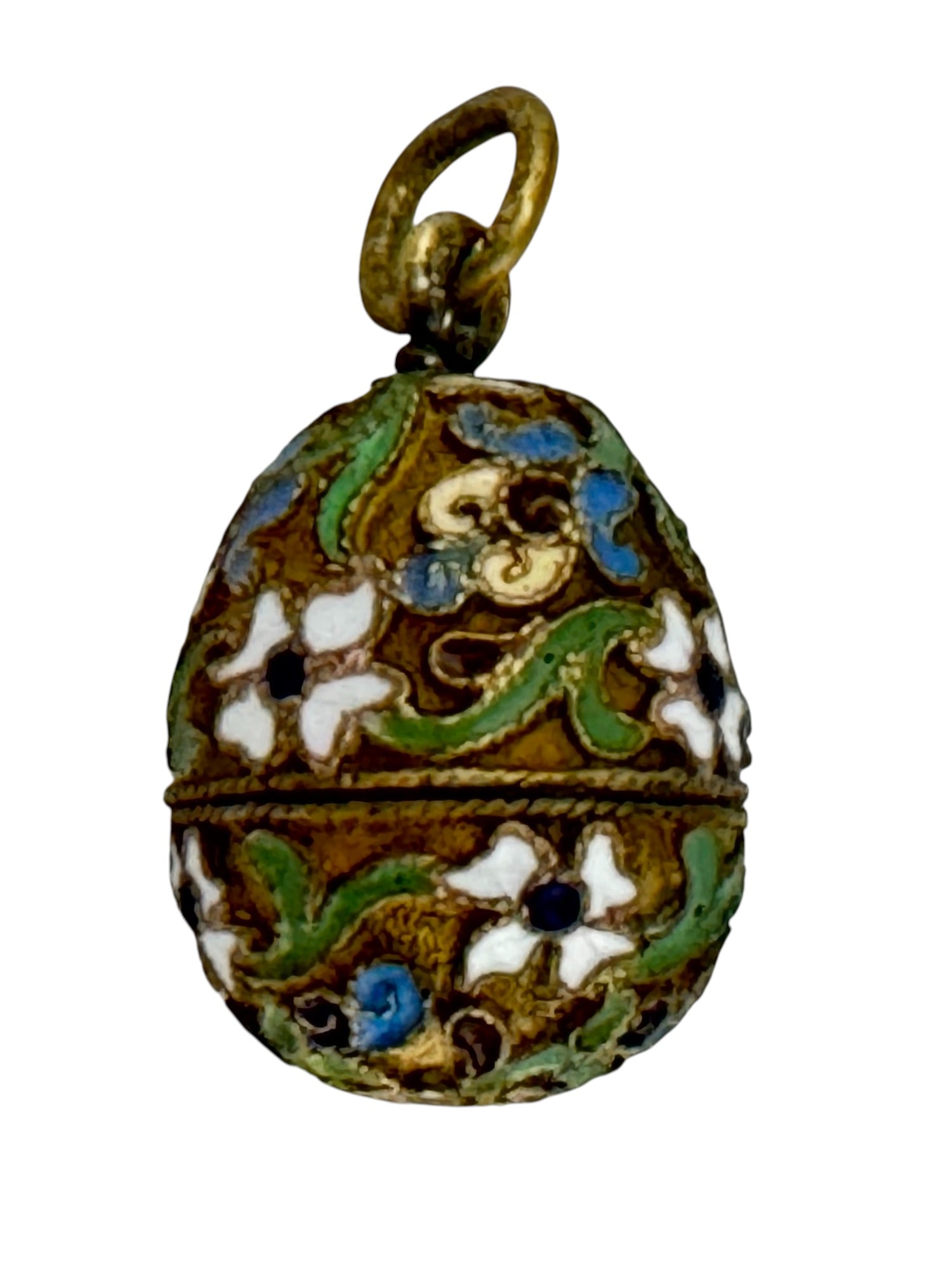Jewelry pendant. - Russia, 20th century. - 2x1 cm; weight: 4 gr.: Jewelry pendant. - Russia, 20th century. - 2x1 cm; weight: 4 gr. Silver, stamping, cloisonne enamel, gilding