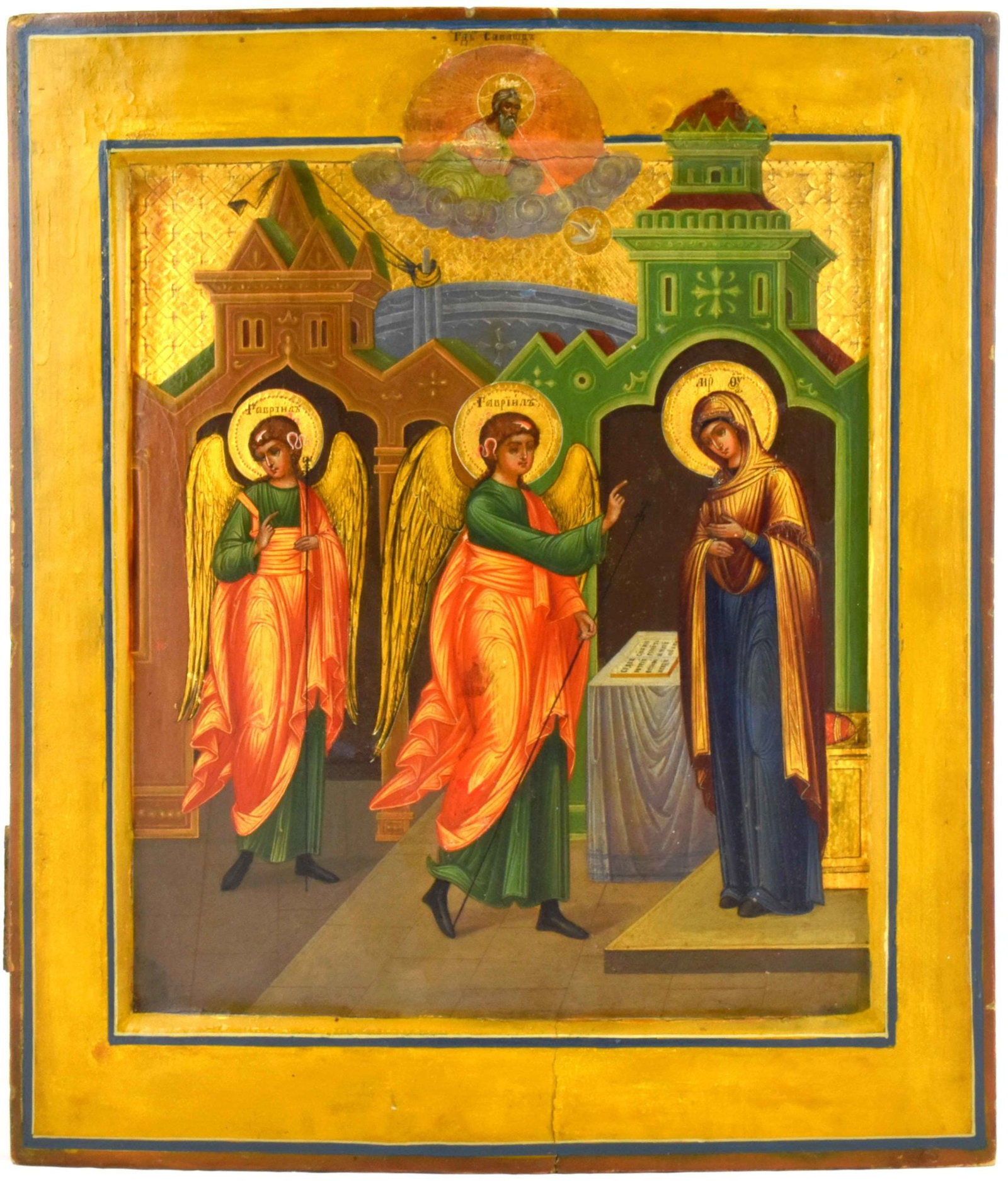 Russian icon "Annunciation". - Russia, 19th century. - 31x27 cm. (1 of 1)