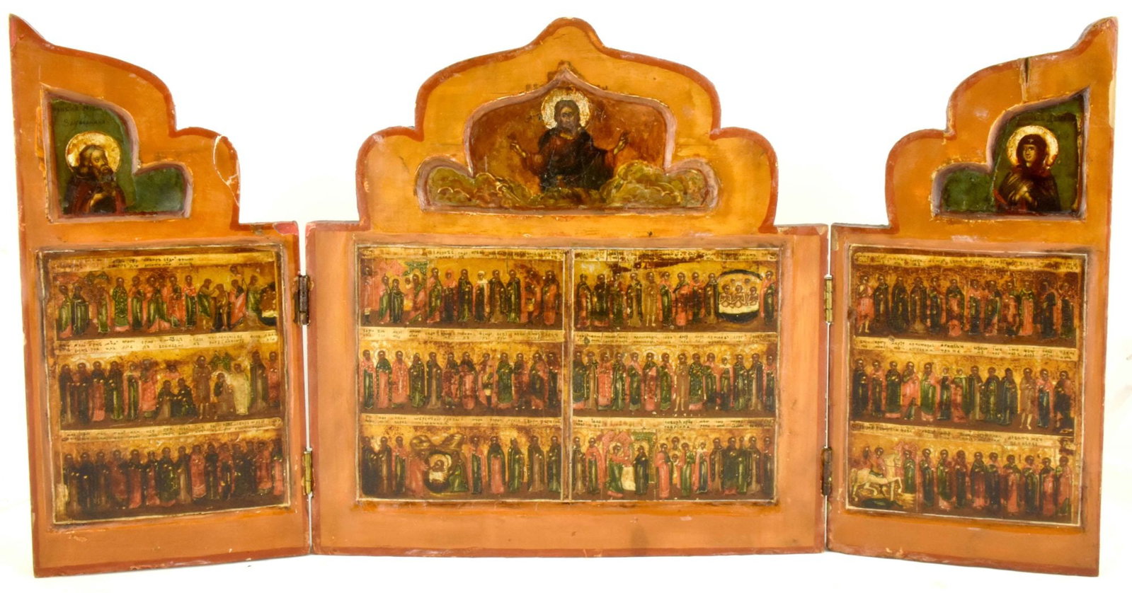 [Rare] Russian 3-partie menological folding icon ('triptych'). - Russia, 19th century. - 54x28 cm. (1 of 4)