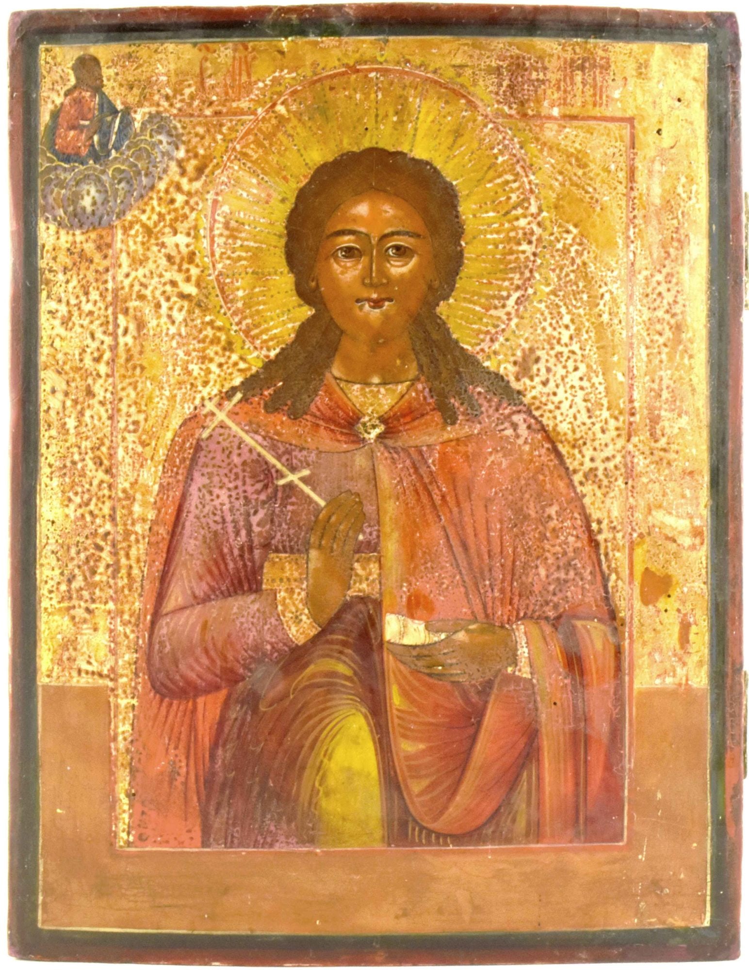 Russian icon "Saint martyr Boniface". - Russia, 19th century. - 28,5x35,5 cm.: Russian icon "Saint martyr Boniface". - Russia, 19th century. - 28,5x35,5 cm. Tempera on wood; levkas, gilding.