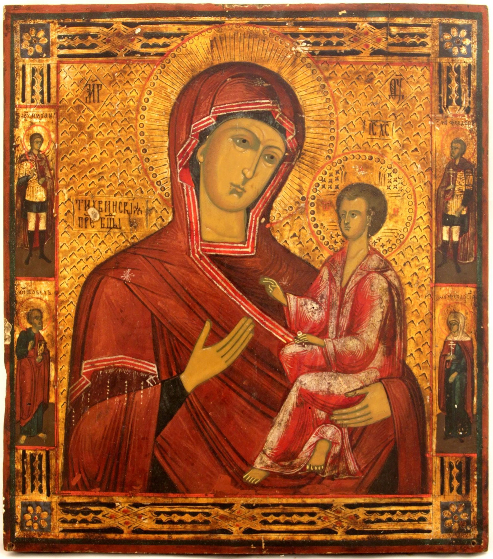 Russian icon "Our Lady of Tikhvin". - Russia, 19th century. - 35x31 cm. (1 of 1)