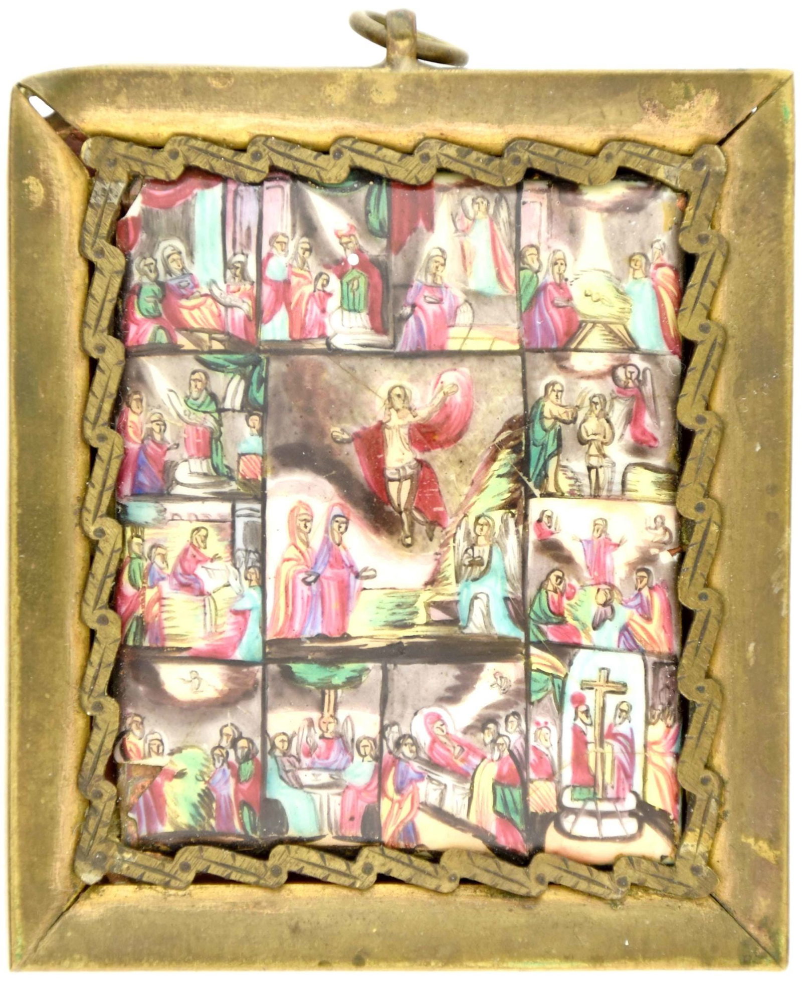Russian icon, pendant "Resurrection with Festivals". - Russia, 18th century. - 6x6,5 cm. (1 of 2)