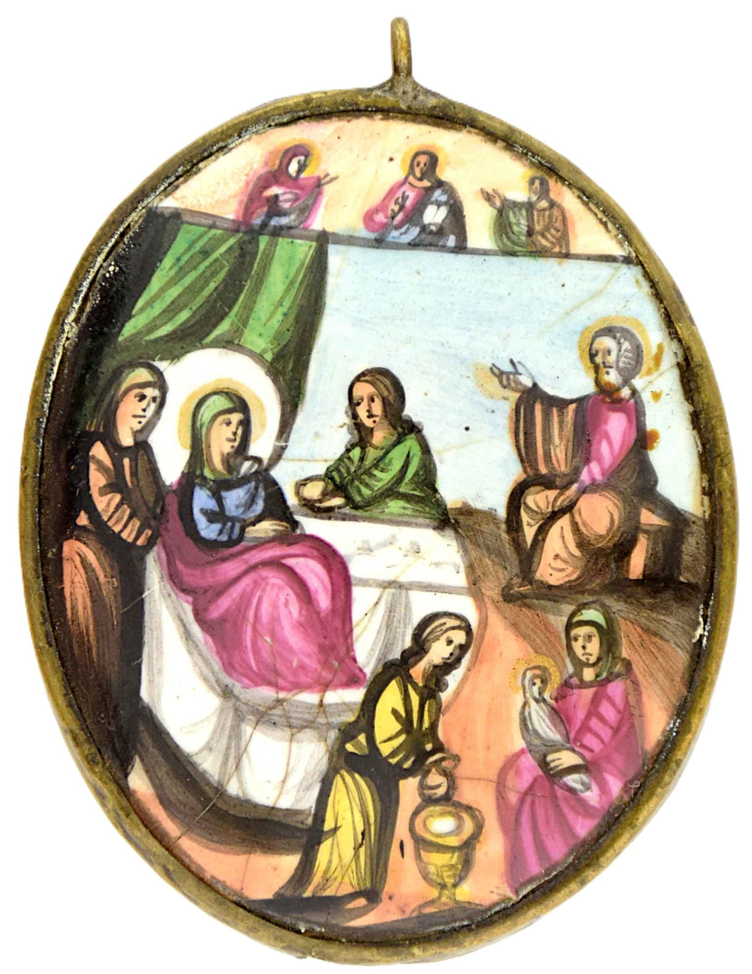 Russian icon, pendant "Nativity of Mary". - Russia, 19th century. - 4,5x5,5 cm. (1 of 2)