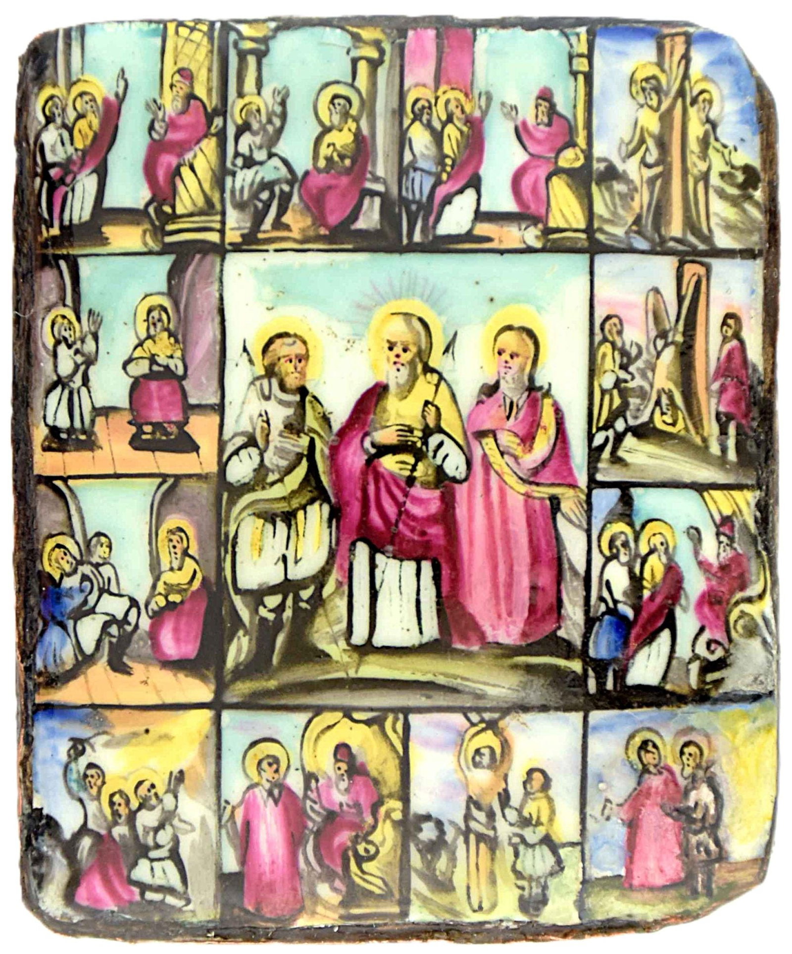 Russian icon, pendant "Saints Samonas, Gurias and Habibus" with life scenes. - Russia, 19th century. (1 of 2)