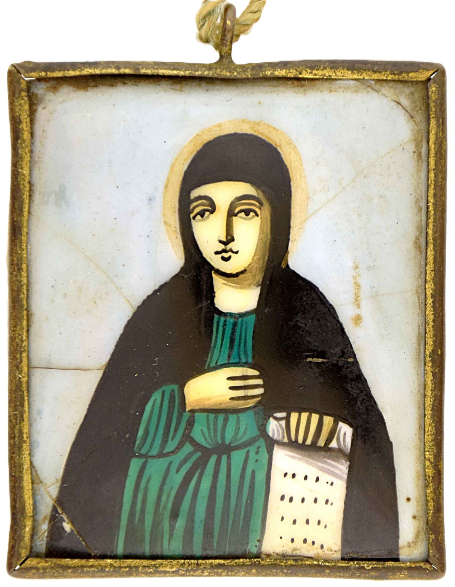 Russian icon, pendant "Saint Sophia". - Russia, 19th century. - 4,5x5 cm. (1 of 2)