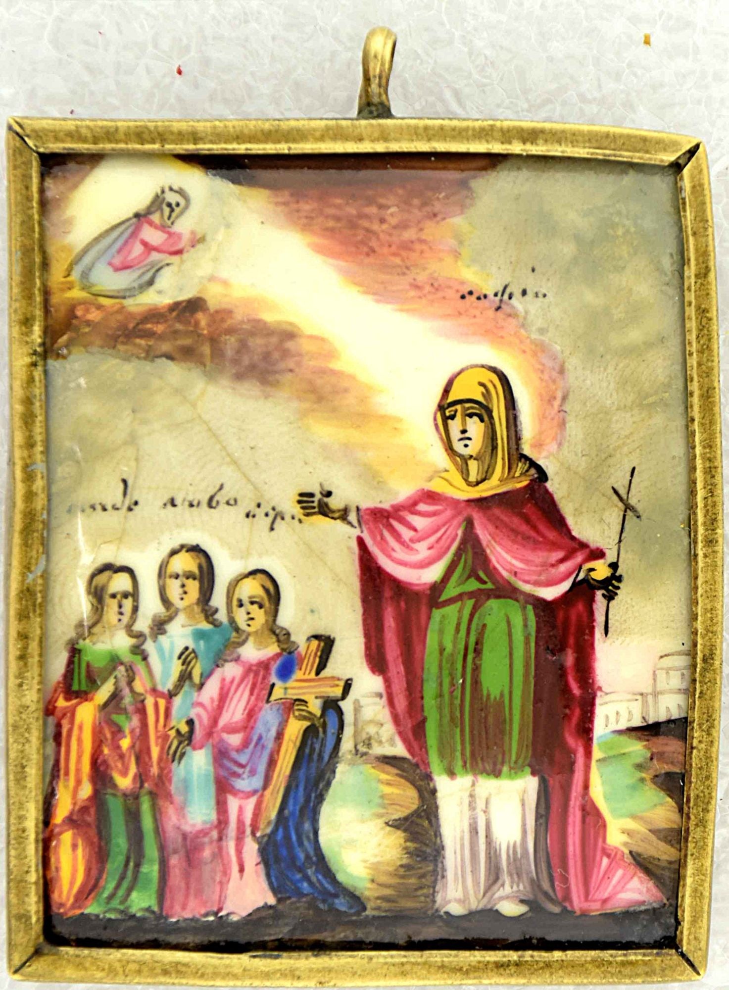 Russian icon, pendant "Saints Faith, Hope and Charity (Love) with their Mother Sophia". - Russia, (1 of 2)