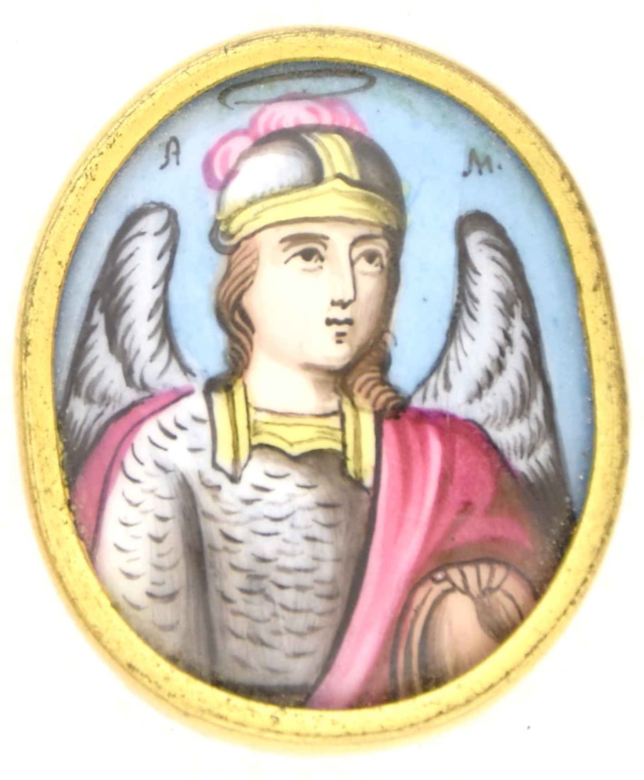 Russian icon, pendant "Saint Archangel Michael". - Russia, 19th century. - 2,5x3 cm. (1 of 2)