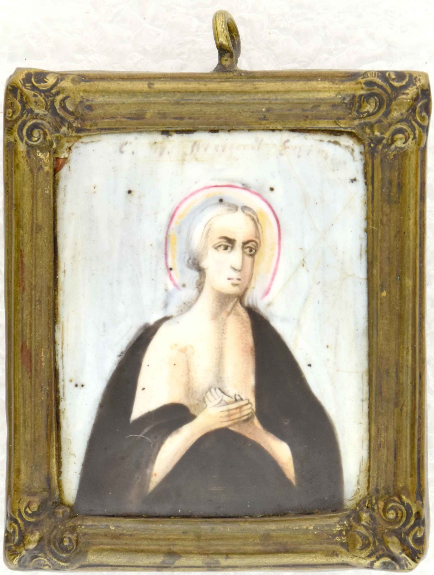 [Rare] Russian icon, double-sided pendant "Saint Mary of Egypt. Dormition of the Mother of God". - (1 of 2)