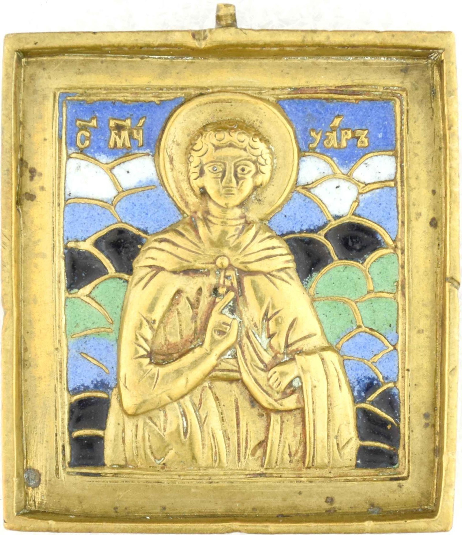 Russian icon "Saint Martyr Uvar". - Russia, 19th century. - 6x5 cm. (1 of 2)