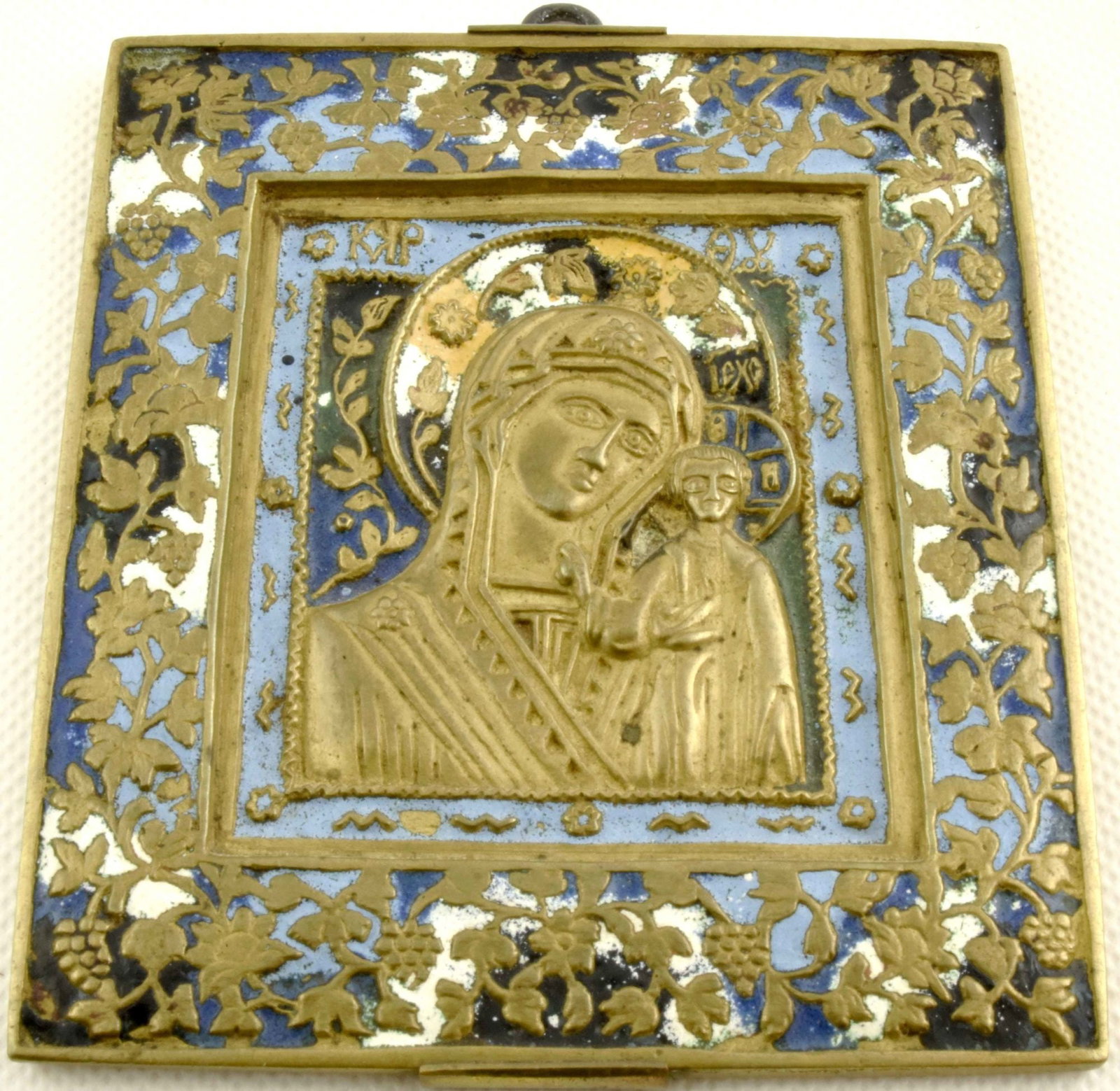Russian icon "Our Lady of Kazan". - Russia, 19th century. - 9,6x12,2 cm. (1 of 2)