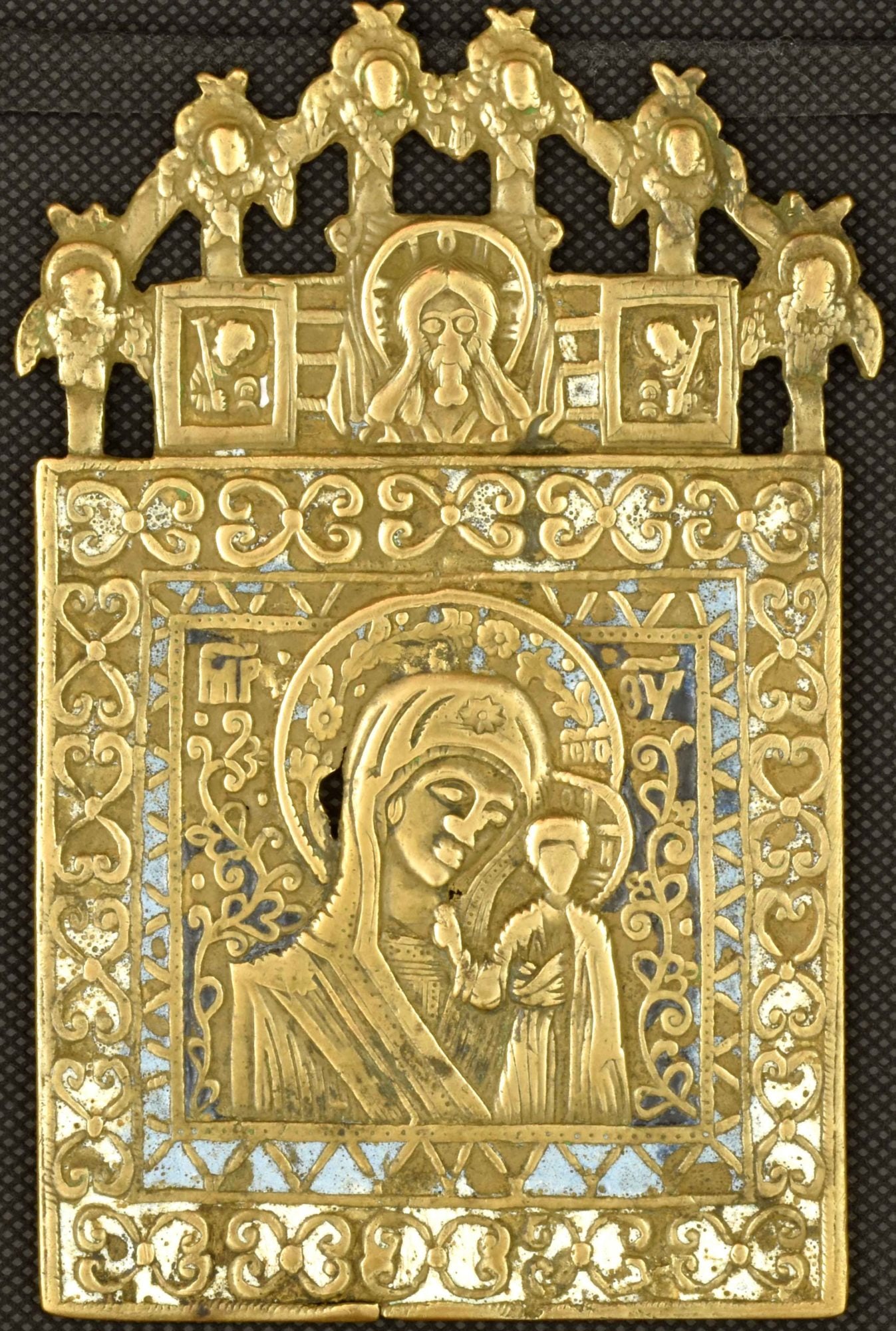 Russian icon "Our Lady of Kazan". - Russia, 19th century. - 9,7x14,8 cm. (1 of 2)
