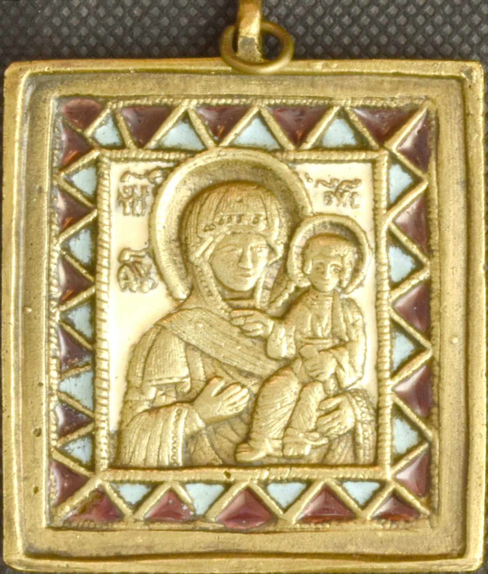 Russian icon "Our Lady of Smolensk". - Russia, 19th century. - 5,2x6,7 cm. (1 of 2)