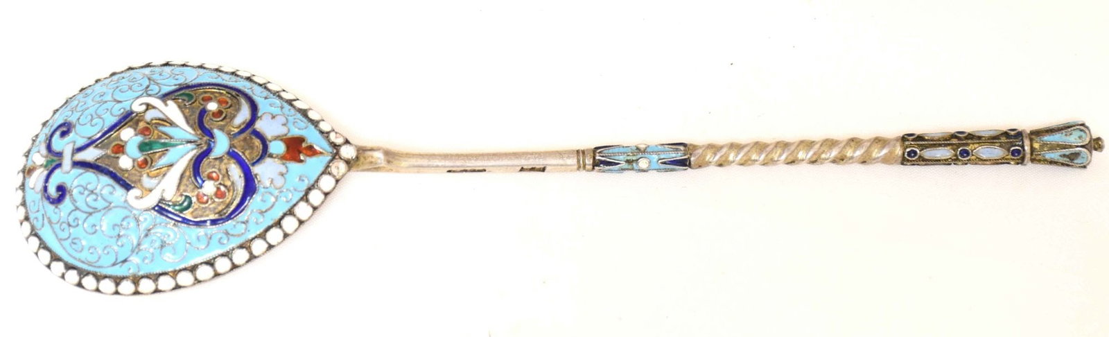 [Russian]. Silver spoon with enamels. - Russia, 20th century. -16x4 cm. Weight: 29 g. (1 of 3)