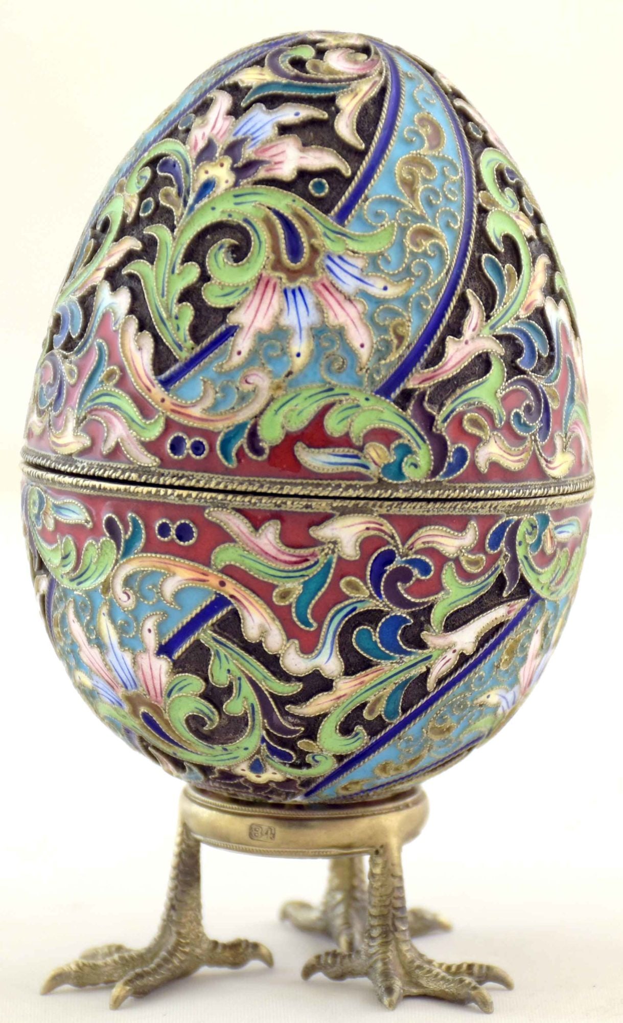 [Russian]. Silver Easter egg with enamels. - Russia, 20th century. - 5x7 cm. Weight: 121 g. (1 of 5)
