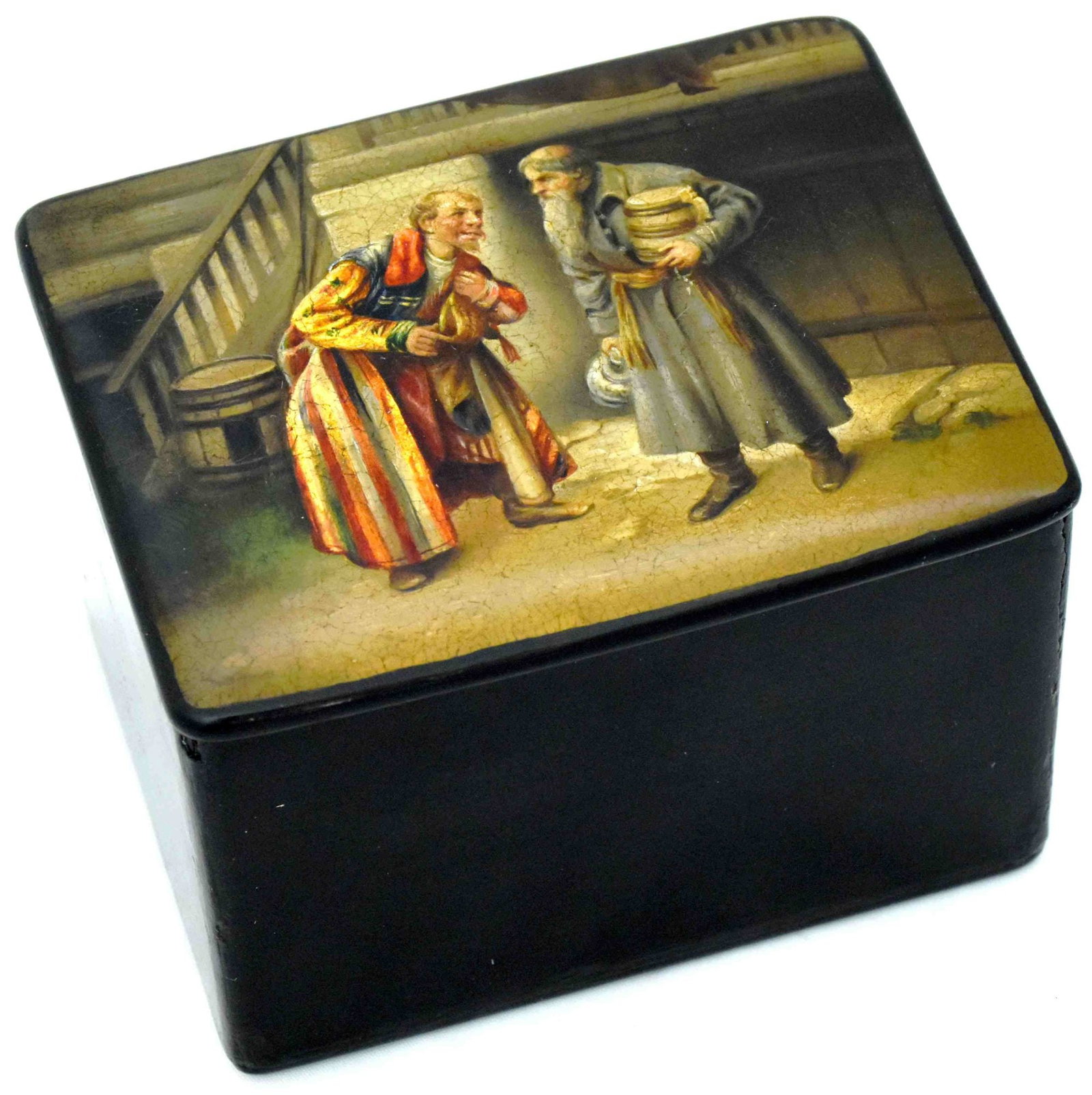 [Russian]. Russian lacquer box with the genre scene. - Russia, Vishnyakov's manufacture, 19th (1 of 4)