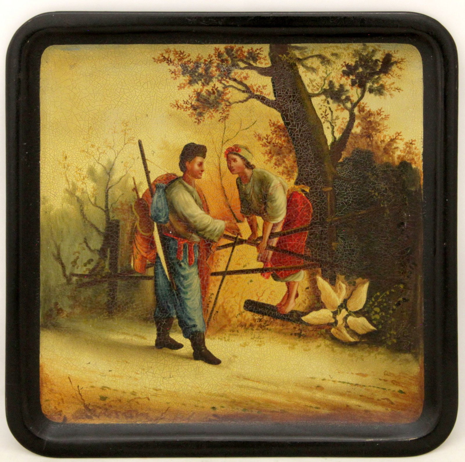[Russian]. Russian lacquer box "Rendezvous". - Russia, Lukutin's manufacture, 19th century. - (1 of 2)