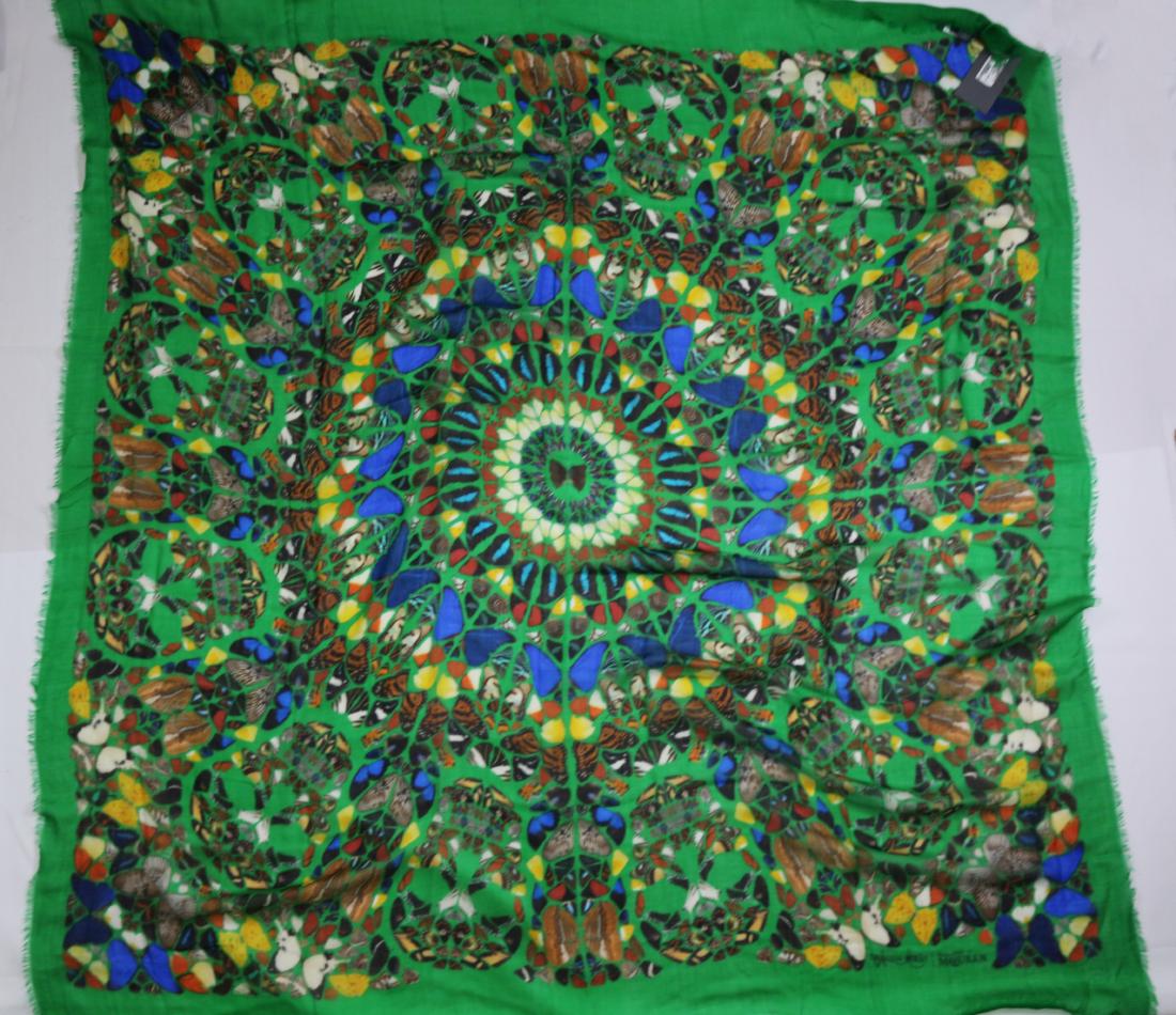 Alexander McQueen x Damien Hirst Green Panegyric: 100% Cashmere Alexander McQueen x Damien Hirst Scarf - New with tags 133 cm x 133 cm (about 52" x 52") From the McQueen Archives: "In celebration of the 10th anniversary of the skull scarf, Alexander 