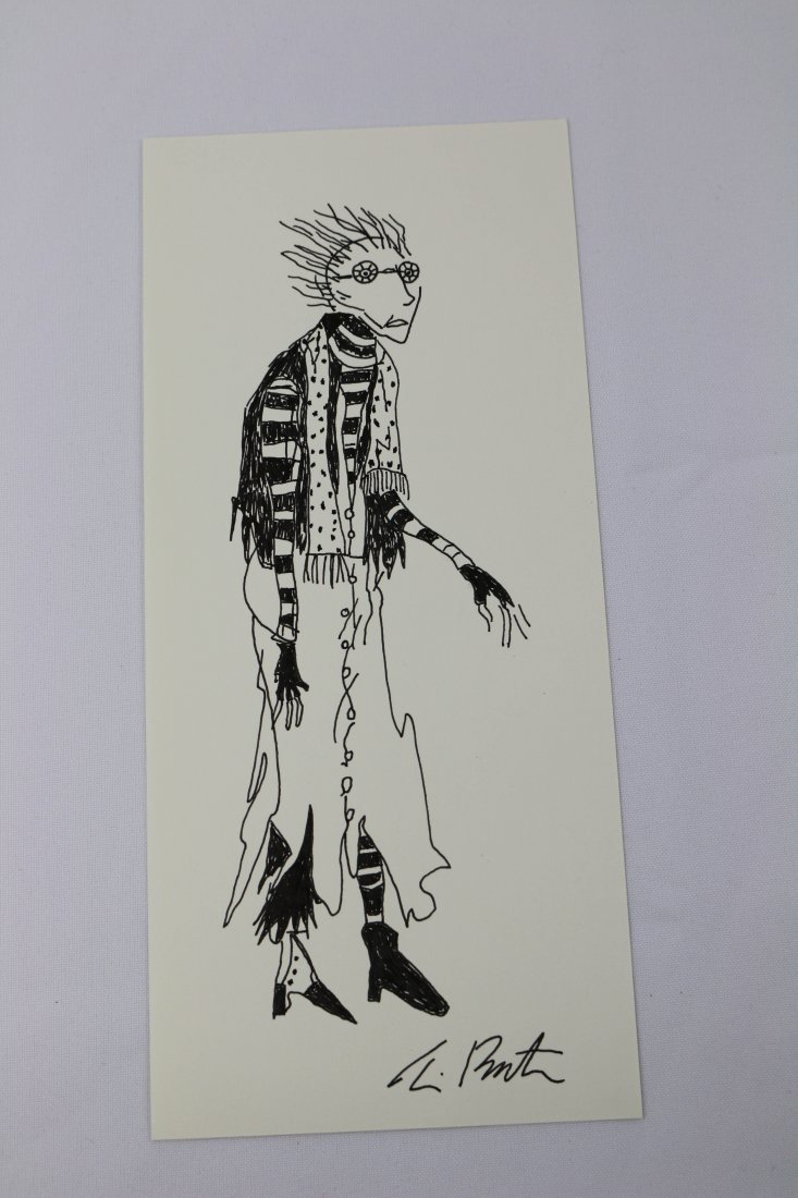 Tim Burton Signed Beetle Juice Concept Sketch: Tim Burton Concept Sketch Hand Signed, Hand Drawn
