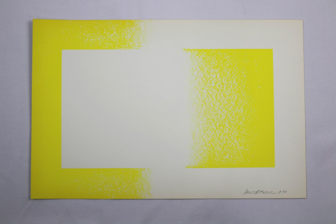 Richard Anuszkiewicz 1970 Yellow Reversed Lithograph: Richard Anuszkiewicz "Yellow Reversed" 1970 signed Lithograph 11" x 16.75"