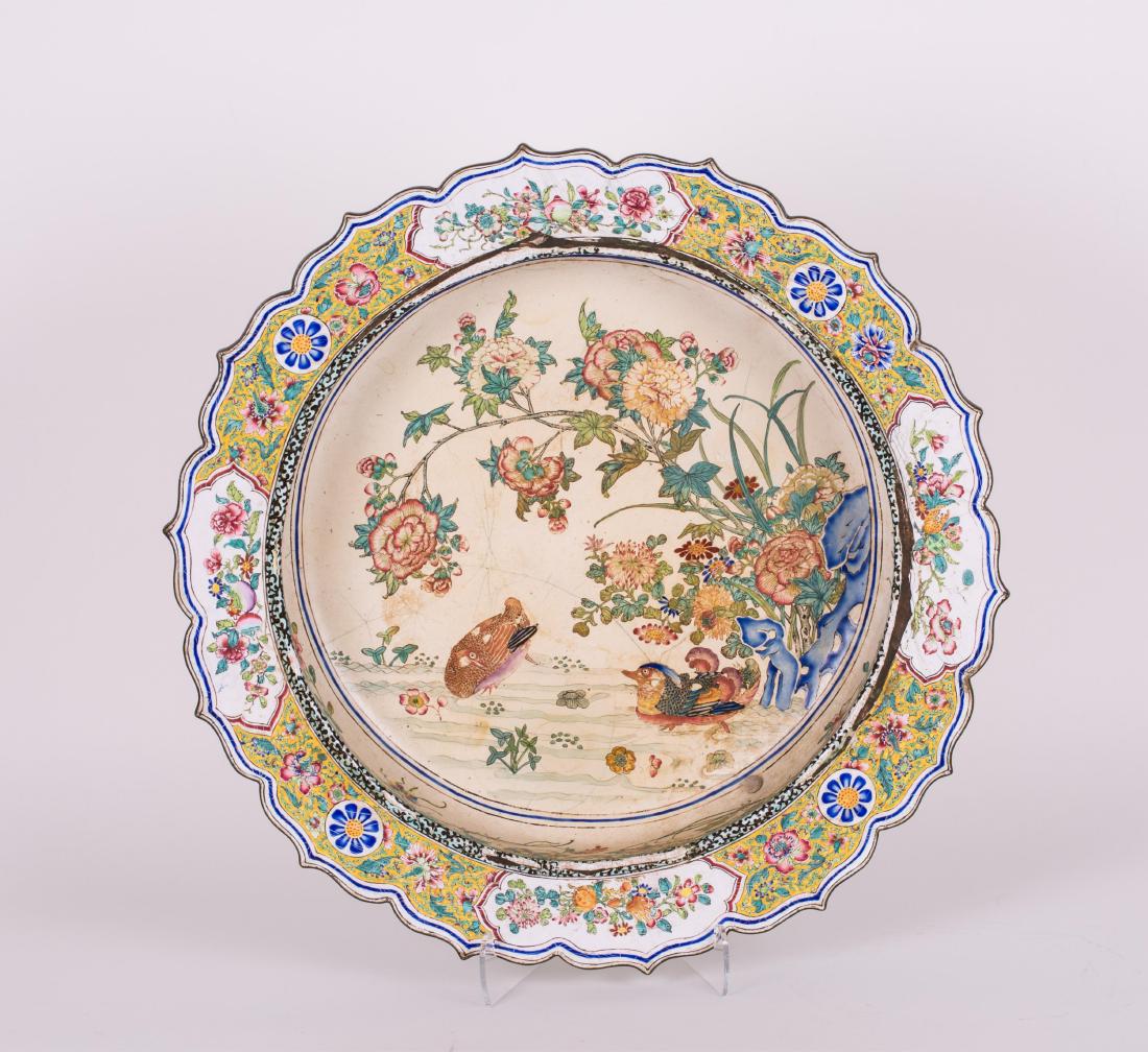 CHINESE QING DYNASTY BRONZE ENAMEL BASIN (1 of 9)